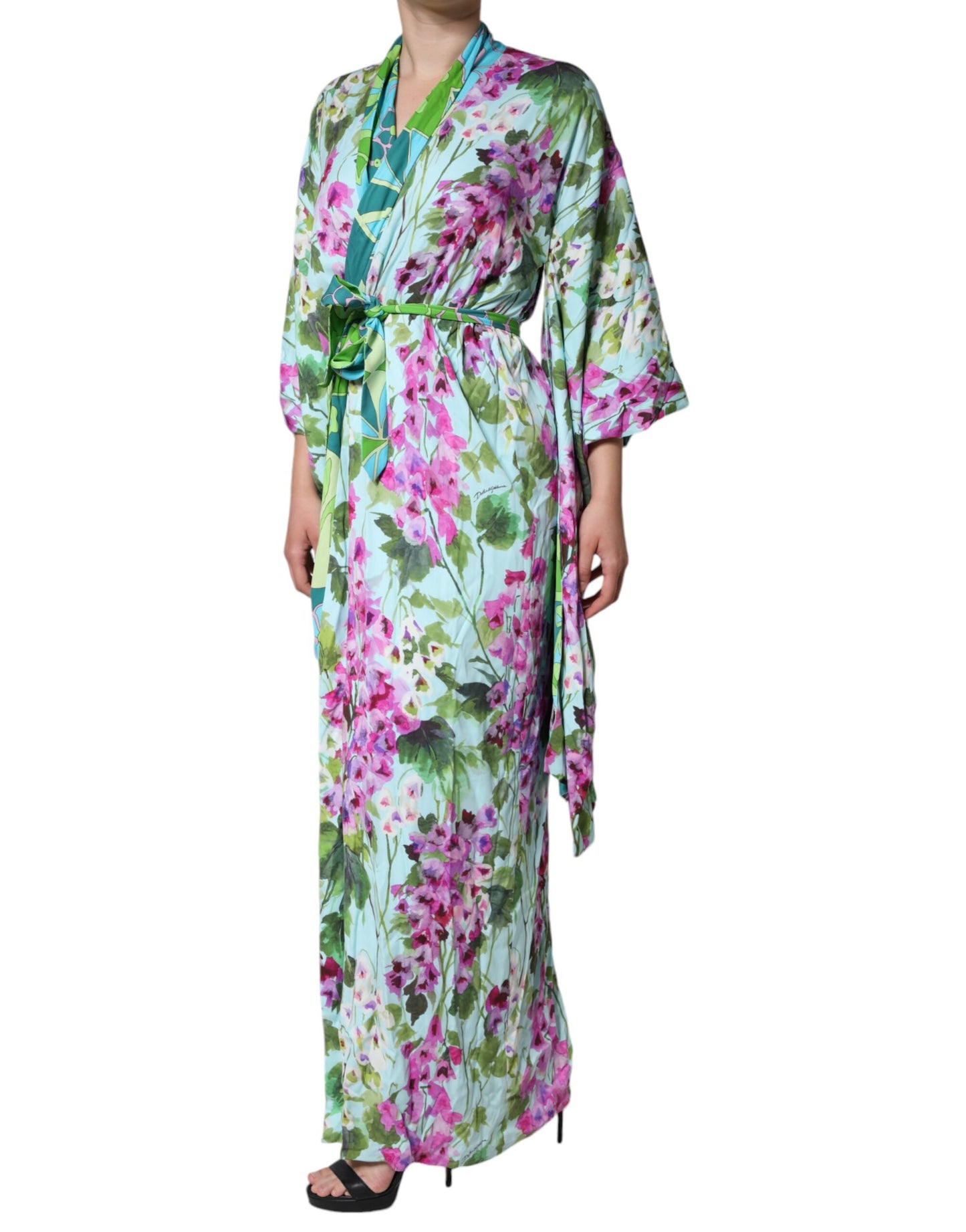 Dolce & Gabbana Multicolor Floral Silk Stretch Wrap Dress IT42 / M