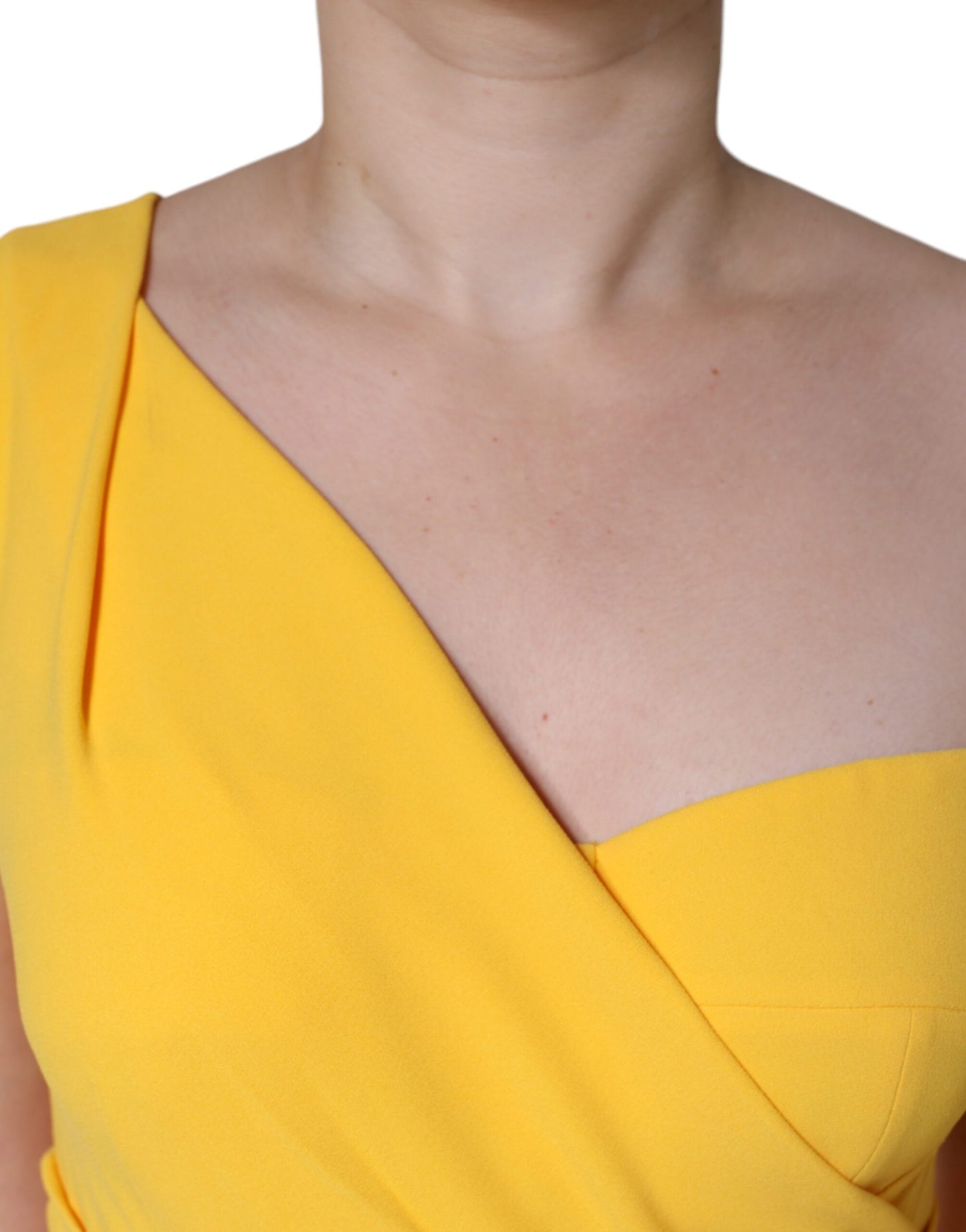 Dolce & Gabbana Yellow One Shoulder Side Slit Midi Dress IT42 / M