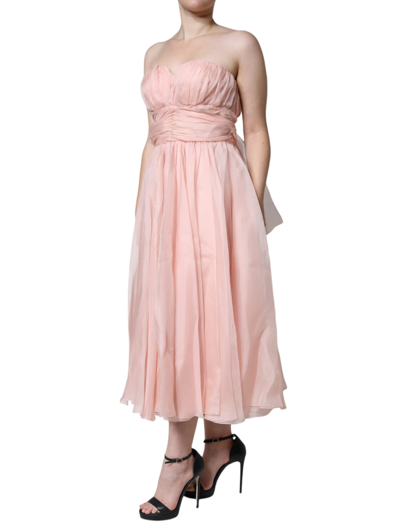 Dolce & Gabbana Pink Silk Strapless Maxi A-line Gown  Dress IT42 / M