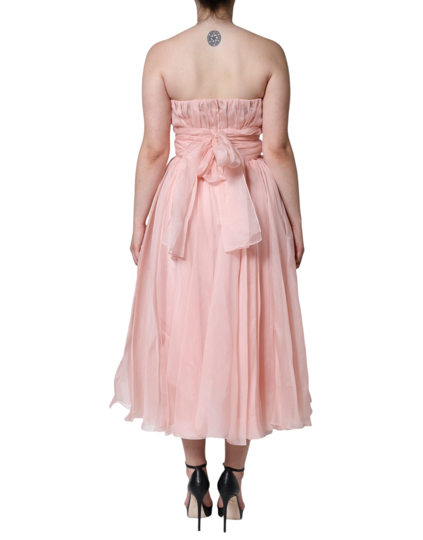 Dolce & Gabbana Pink Silk Strapless Maxi A-line Gown  Dress IT42 / M