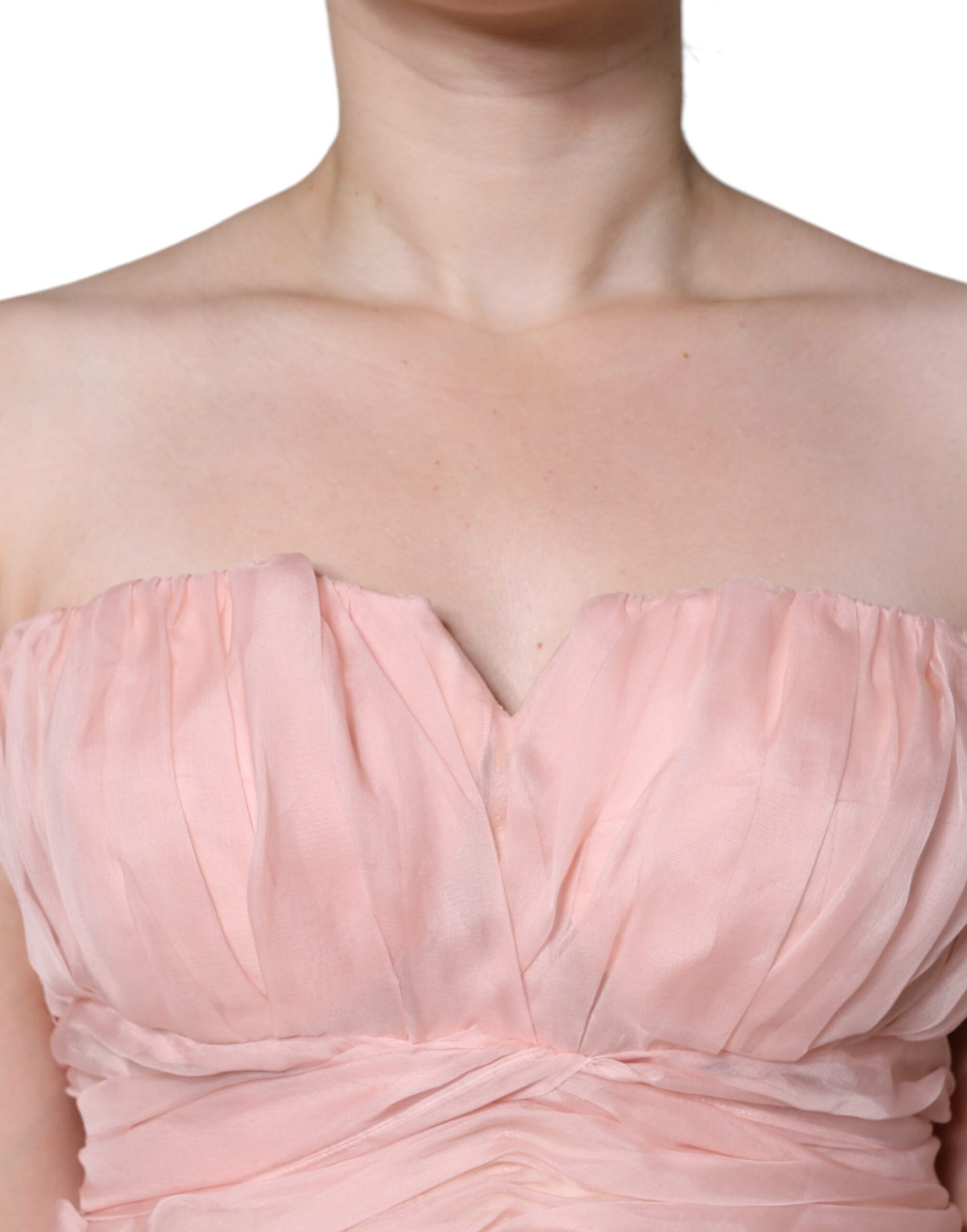 Dolce & Gabbana Pink Silk Strapless Maxi A-line Gown  Dress IT42 / M