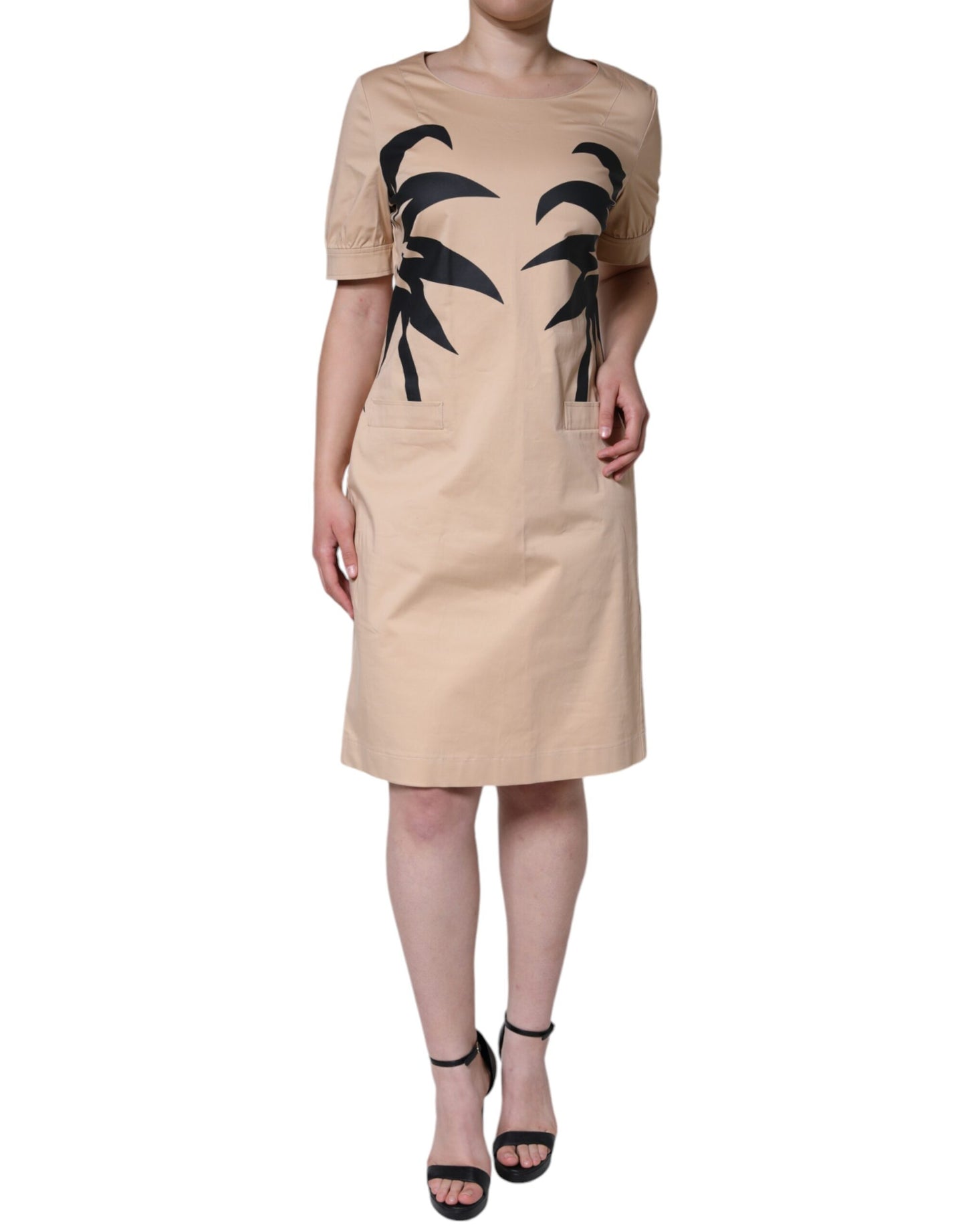 Moschino Beige Cotton Short Sleeve Knee Length Dress IT46 | XL