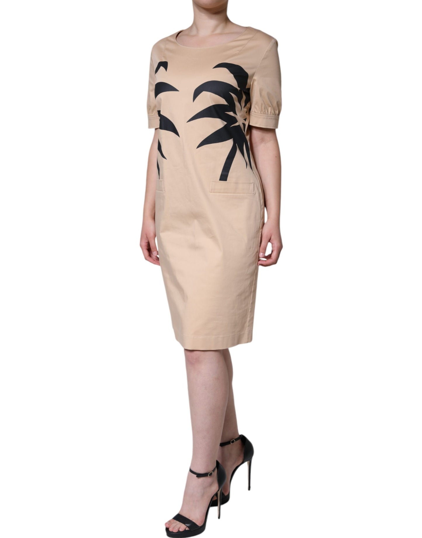 Moschino Beige Cotton Short Sleeve Knee Length Dress IT46 | XL