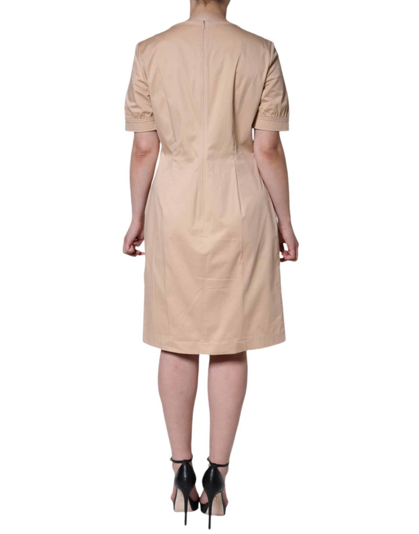 Moschino Beige Cotton Short Sleeve Knee Length Dress IT46 | XL