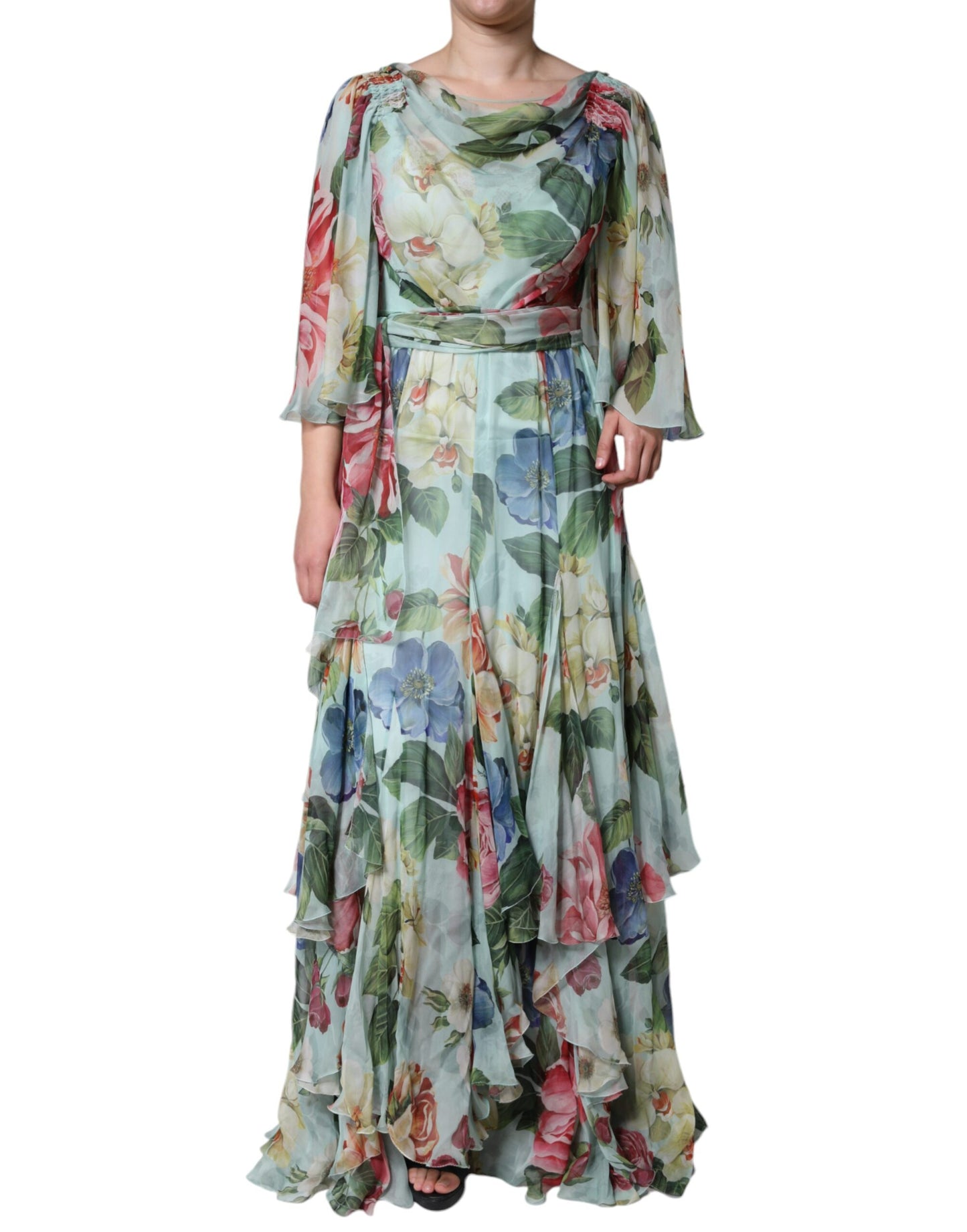 Dolce & Gabbana Multicolor Floral Silk Long Gown Dress IT44 / L