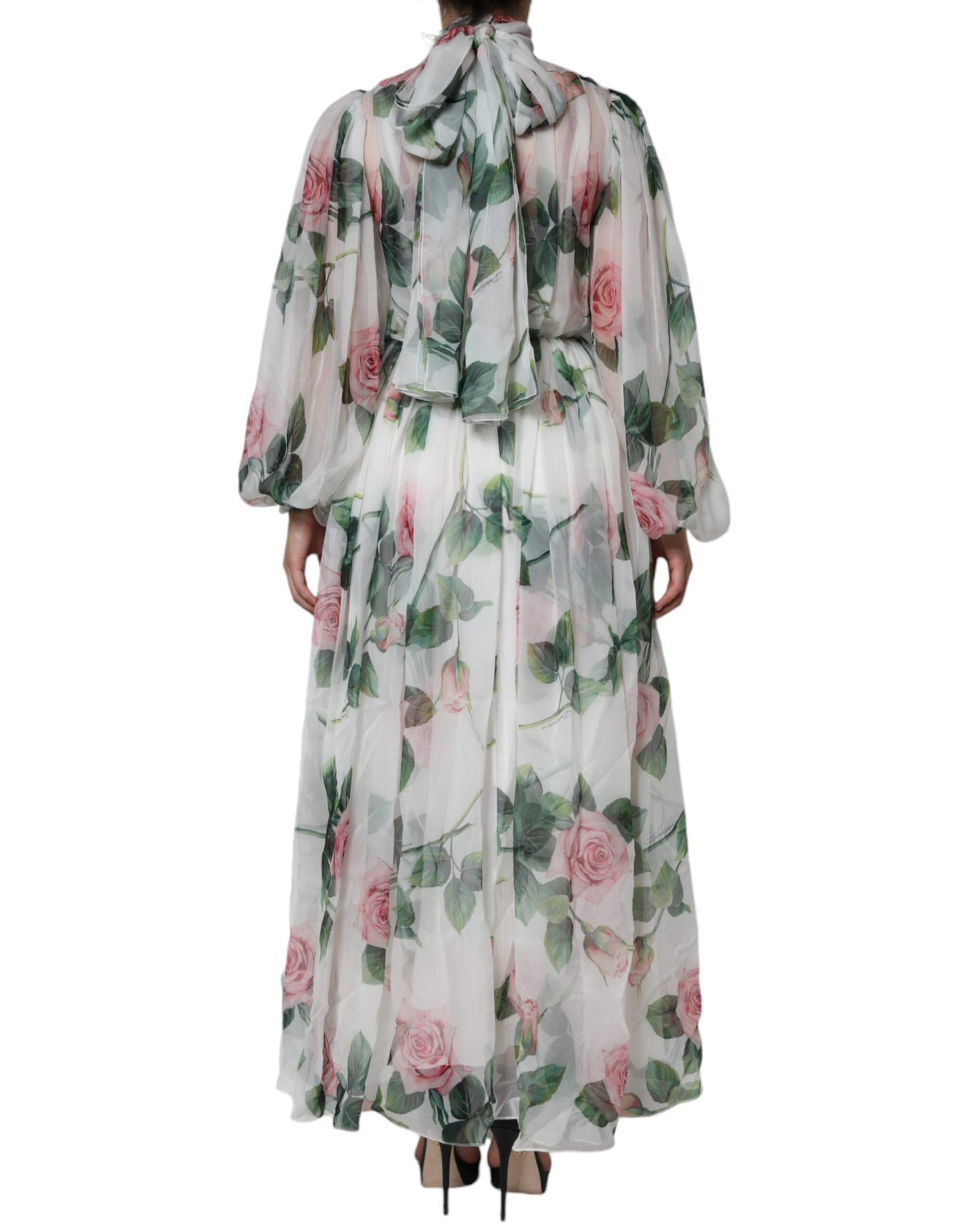 Dolce & Gabbana White Silk Floral Print Long Maxi Dress IT40 | S