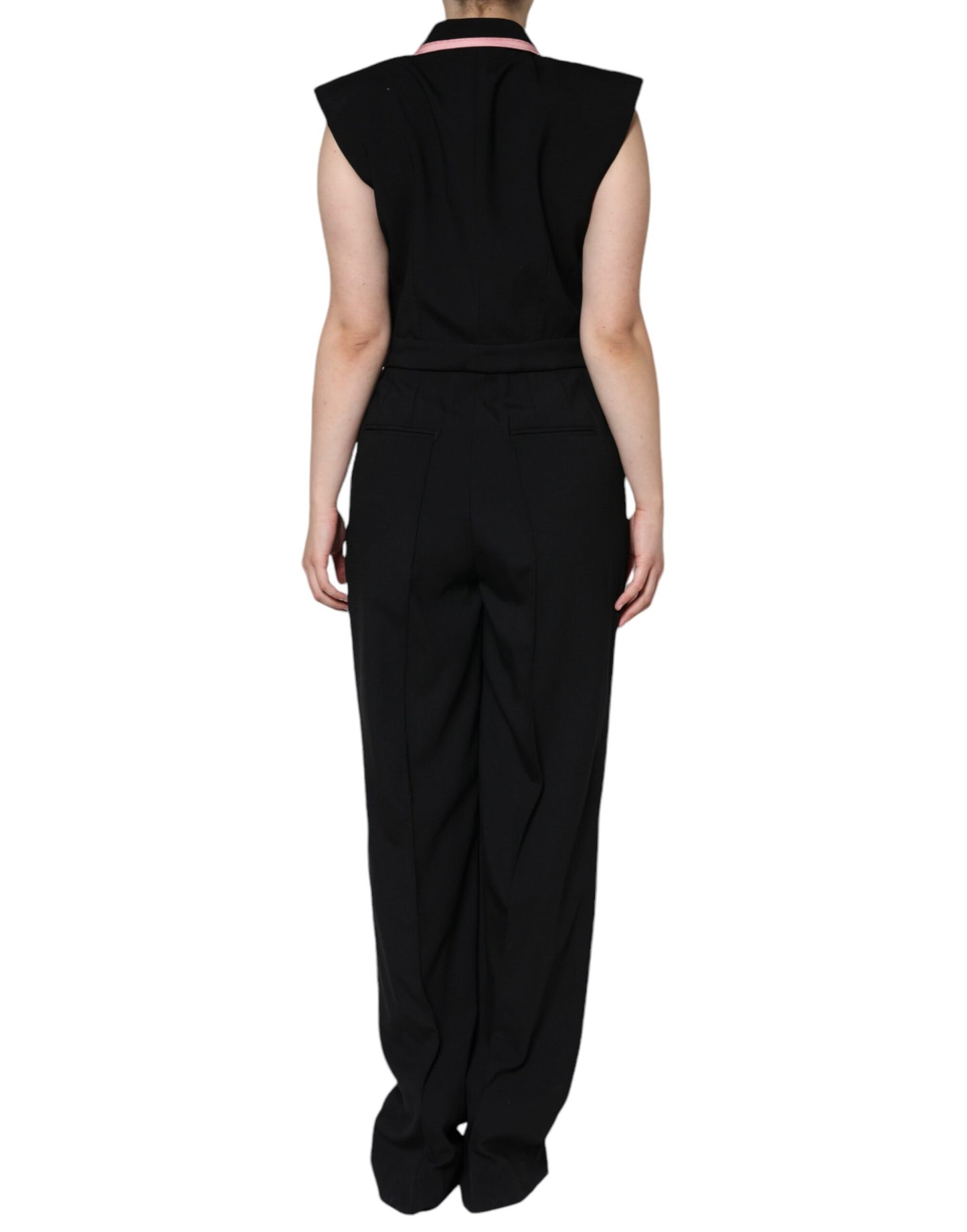 Dolce & Gabbana Black Wool Blend Sleeveless Jumpsuit Dress IT44 / L