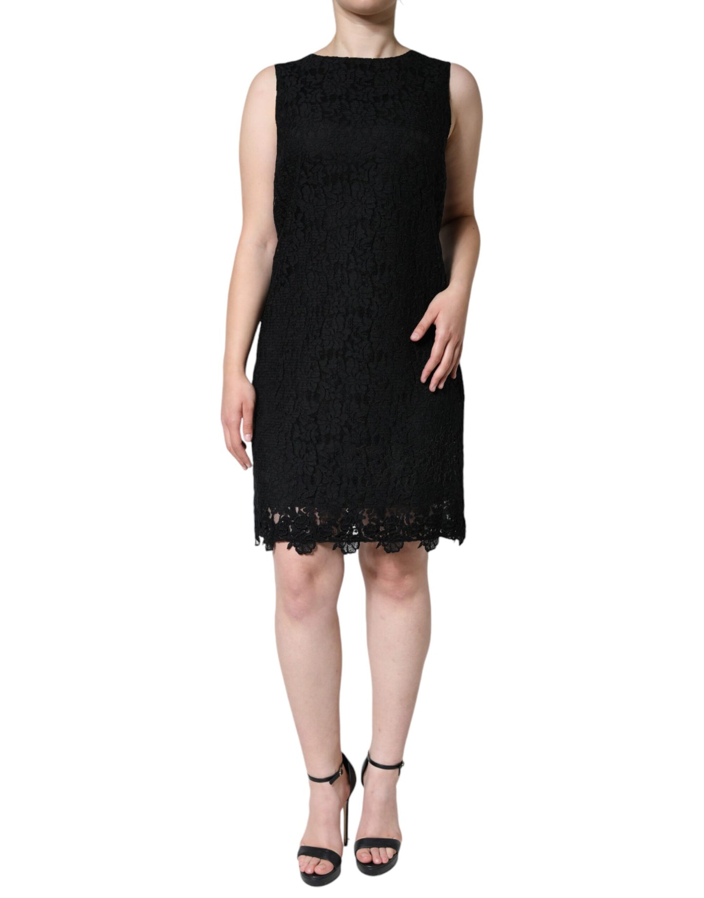 Dolce & Gabbana Black Floral Lace Sheath Sleeveless Mini Dress IT42 / M