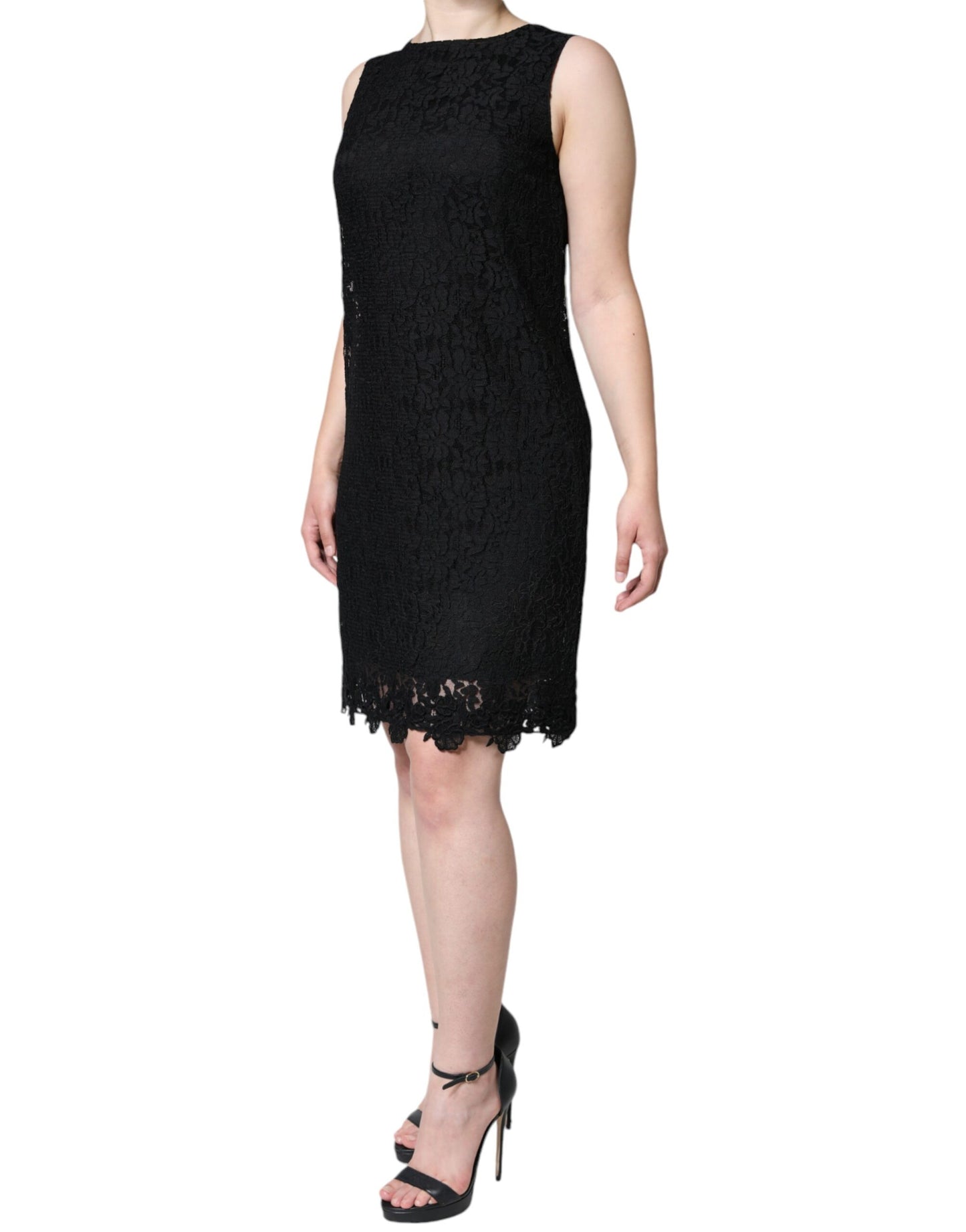 Dolce & Gabbana Black Floral Lace Sheath Sleeveless Mini Dress IT42 / M