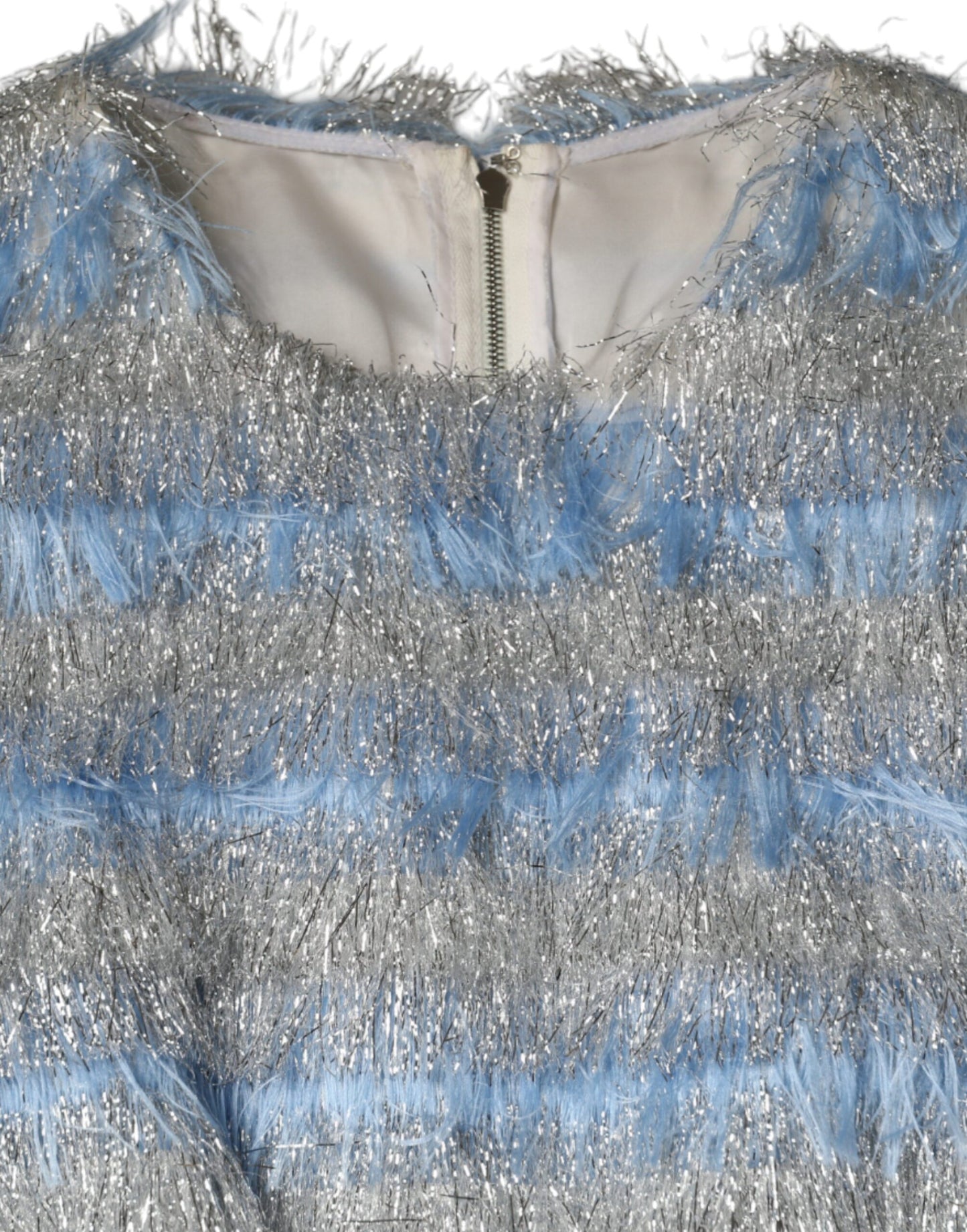 Dolce & Gabbana Light Blue Silver Jacquard A-line Midi Dress IT40 | S