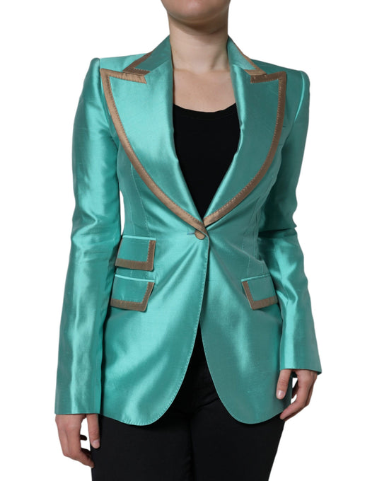 Dolce & Gabbana Metallic Green Single Breasted Blazer Jacket IT40 | S