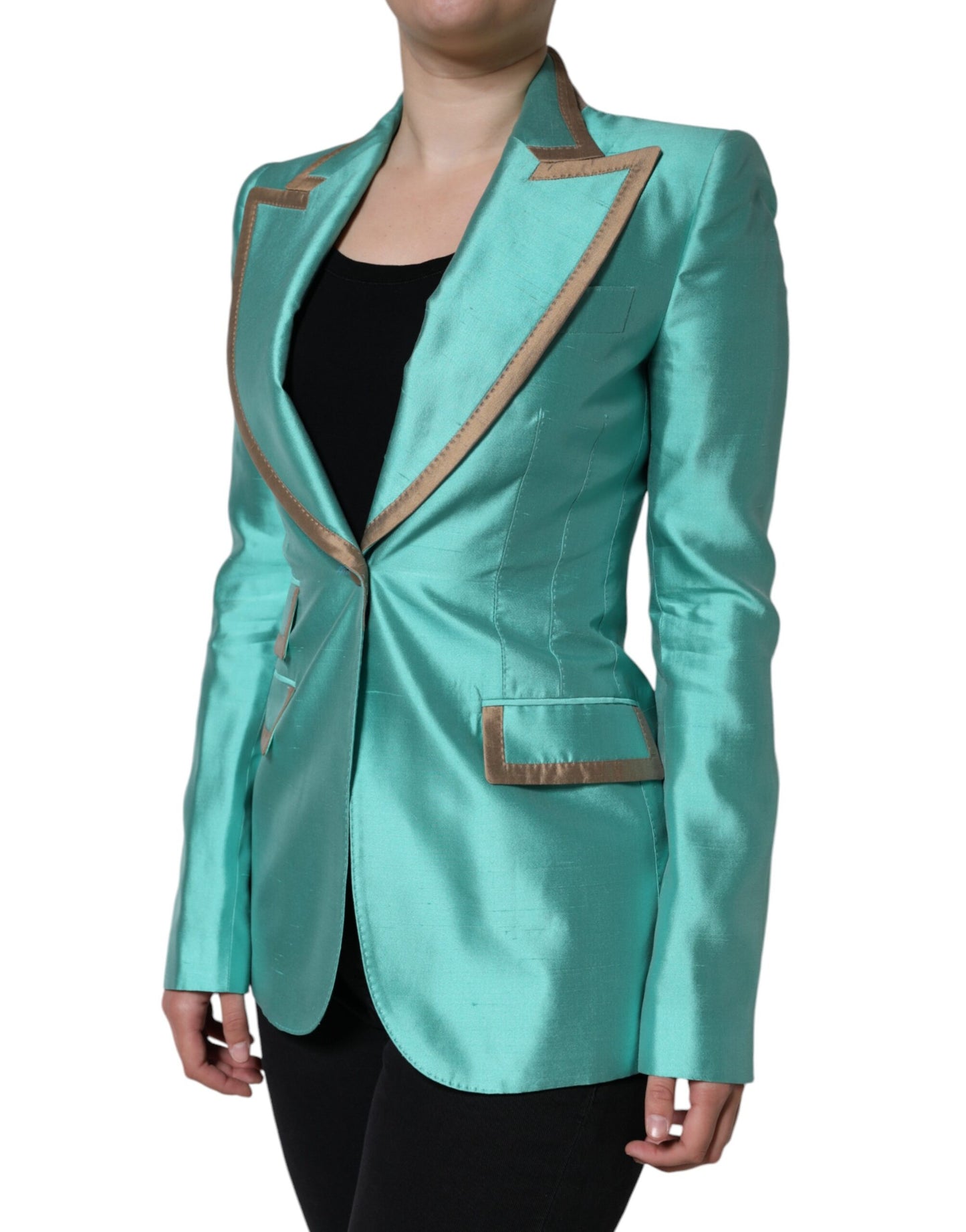 Dolce & Gabbana Metallic Green Single Breasted Blazer Jacket IT40 | S