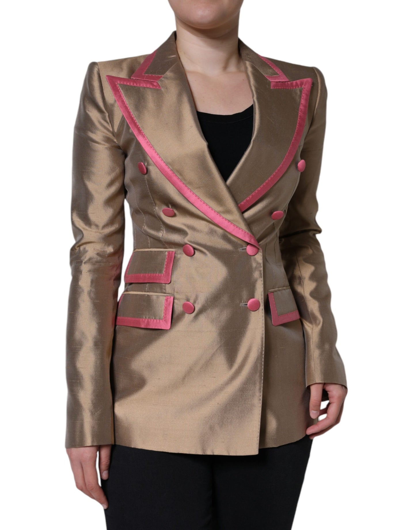 Dolce & Gabbana Metallic Brown Double Breasted Blazer Jacket IT40 | S