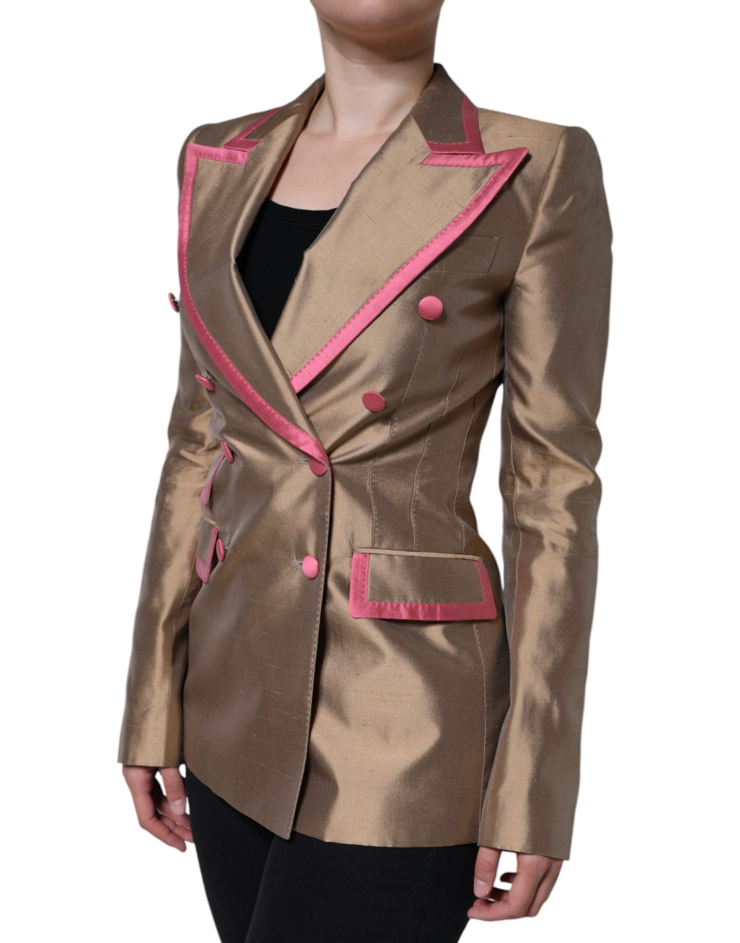 Dolce & Gabbana Metallic Brown Double Breasted Blazer Jacket IT40 | S