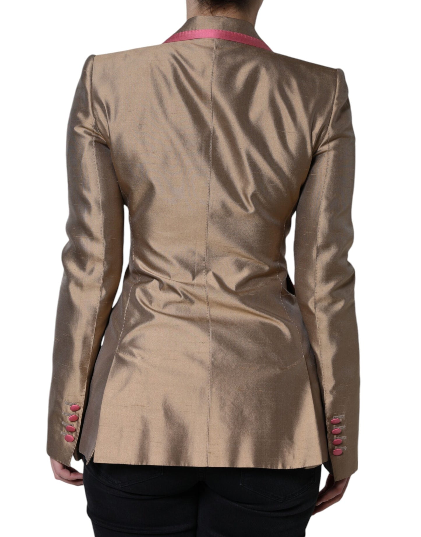 Dolce & Gabbana Metallic Brown Double Breasted Blazer Jacket IT40 | S