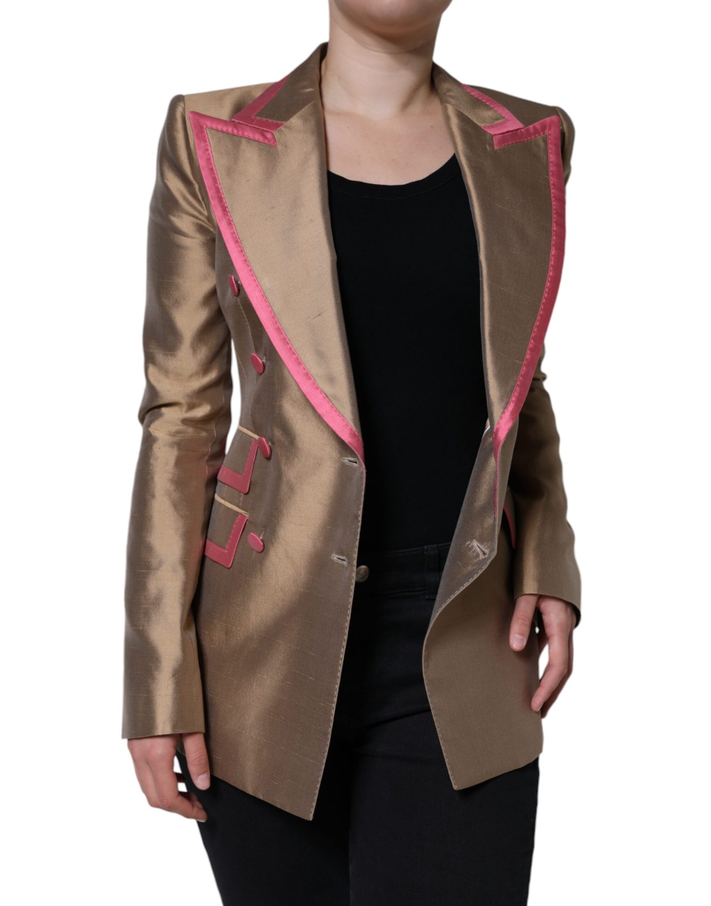 Dolce & Gabbana Metallic Brown Double Breasted Blazer Jacket IT40 | S