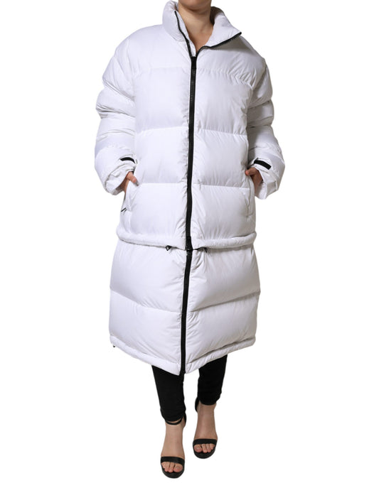 Dolce & Gabbana White Puffer Quilted Full Zip Coat Jacket IT40 | S