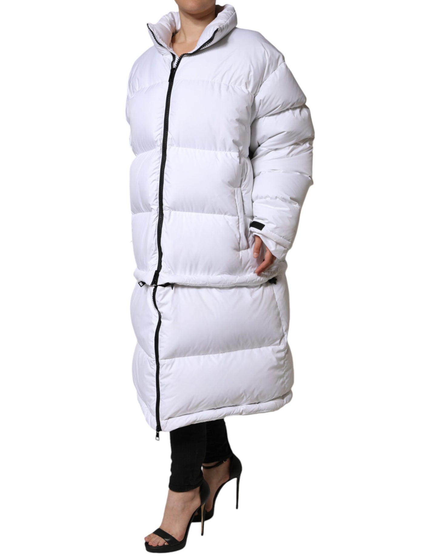 Dolce & Gabbana White Puffer Quilted Full Zip Coat Jacket IT40 | S