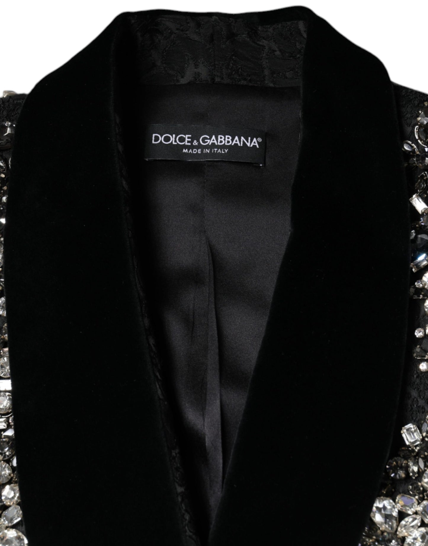 Dolce & Gabbana Black Jacquard Crystal Floral Jacket Blazer IT44 / L