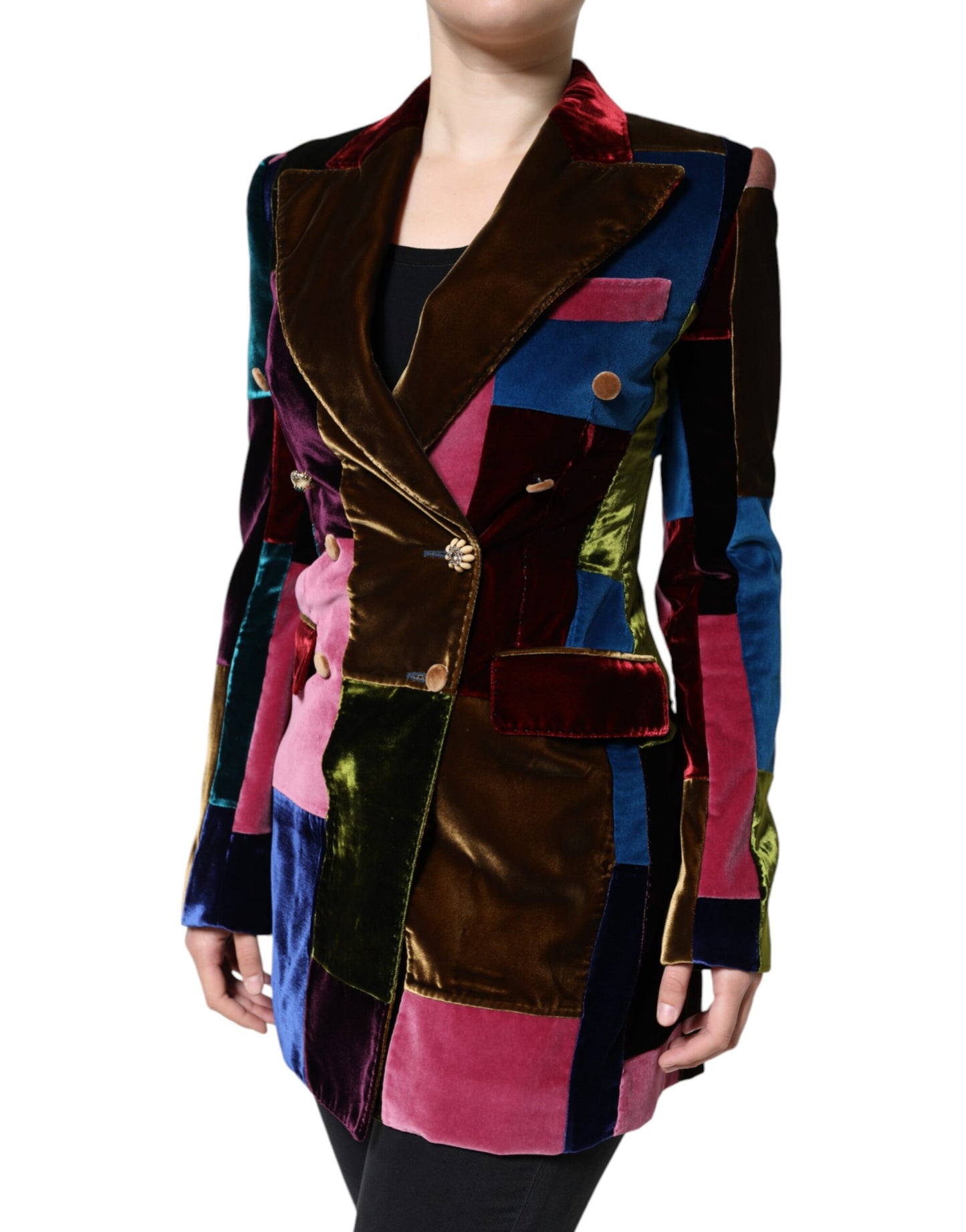 Dolce & Gabbana Multicolor Double Breasted Patchwork Blazer Jacket IT40 | S