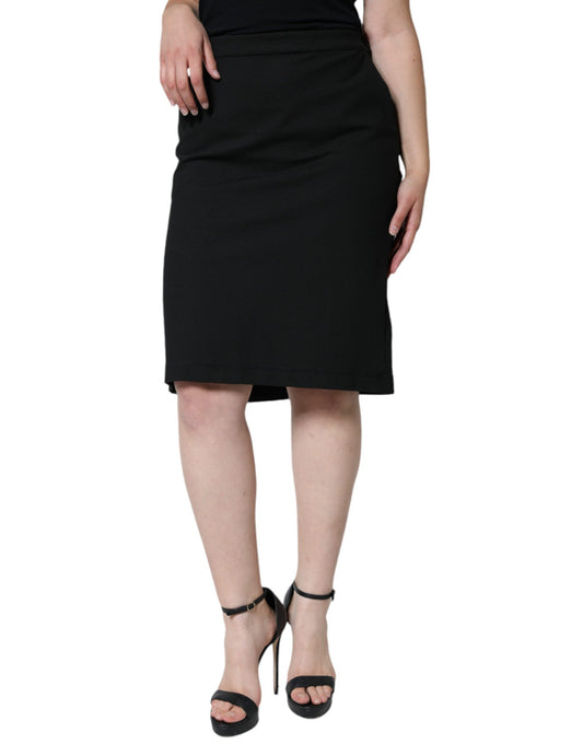 GF Ferre Black Straight Pencil Cut Knee Length Skirt IT46 | XL