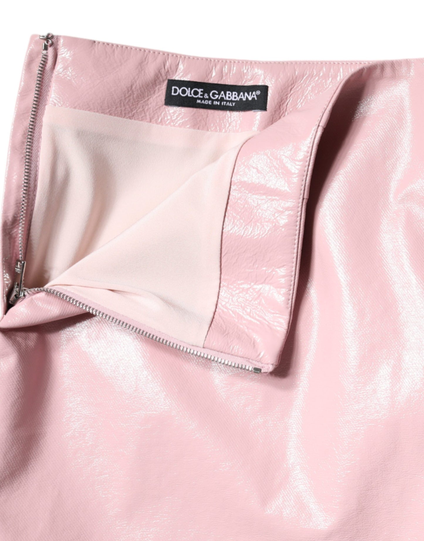 Dolce & Gabbana Glossy Pink Cotton High Waist Mini Skirt IT46 / XL