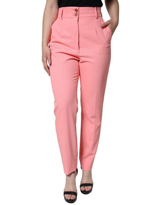 Dolce & Gabbana Rose Pink Polyester High Waist Tapered Pants IT44 / L