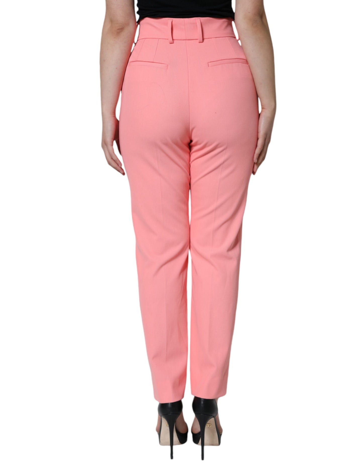 Dolce & Gabbana Rose Pink Polyester High Waist Tapered Pants IT44 / L