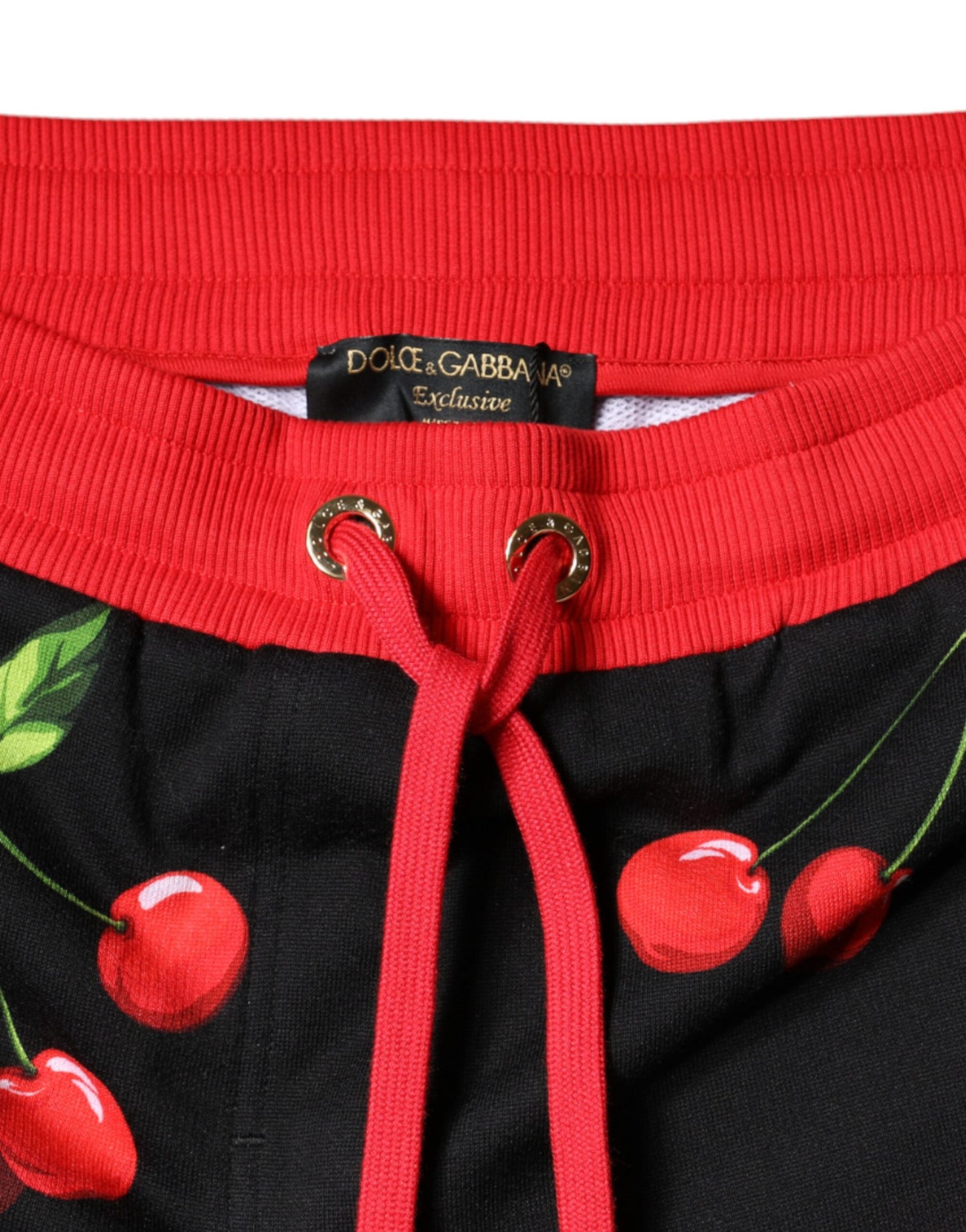 Dolce & Gabbana Black Red Cherry Mid Waist Jogger Pants IT46 / XL