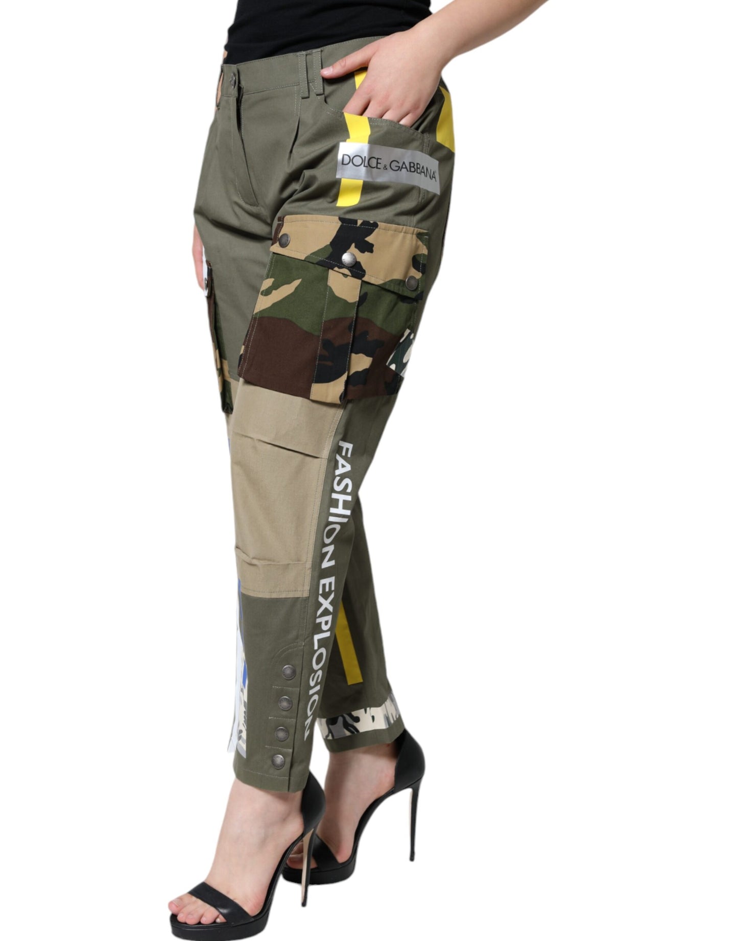 Dolce & Gabbana Green Military Cotton Cargo Pants IT46 / XL