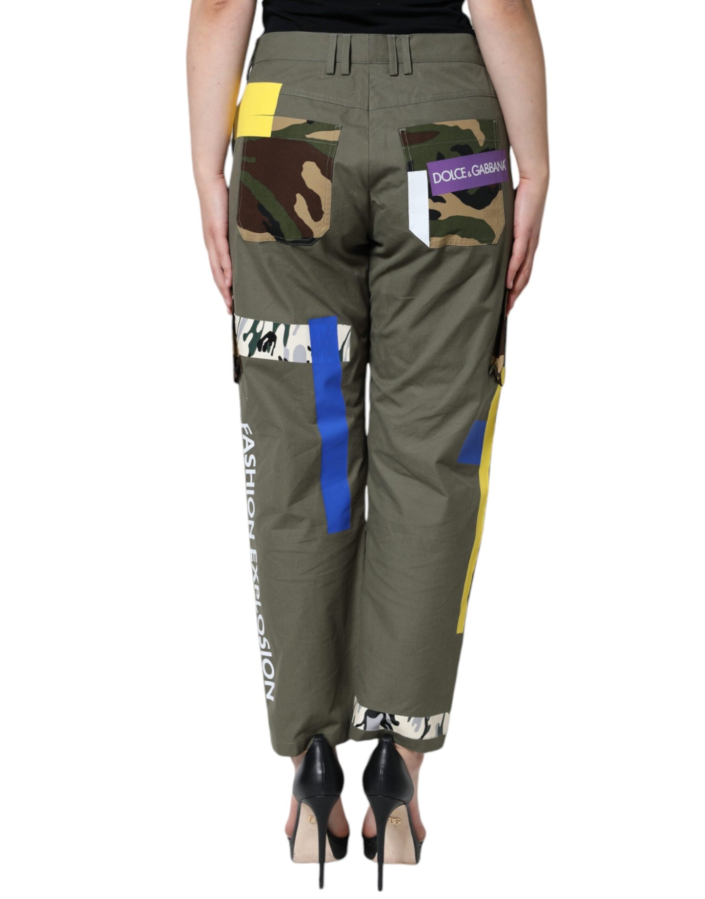 Dolce & Gabbana Green Military Cotton Cargo Pants IT46 / XL