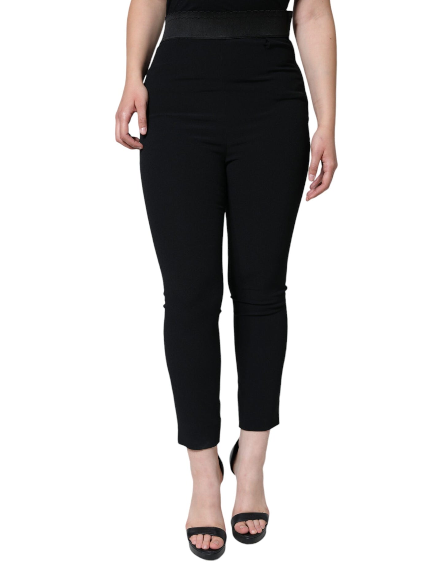 Dolce & Gabbana Black Viscose High Waist Tapered Pants IT40 / S