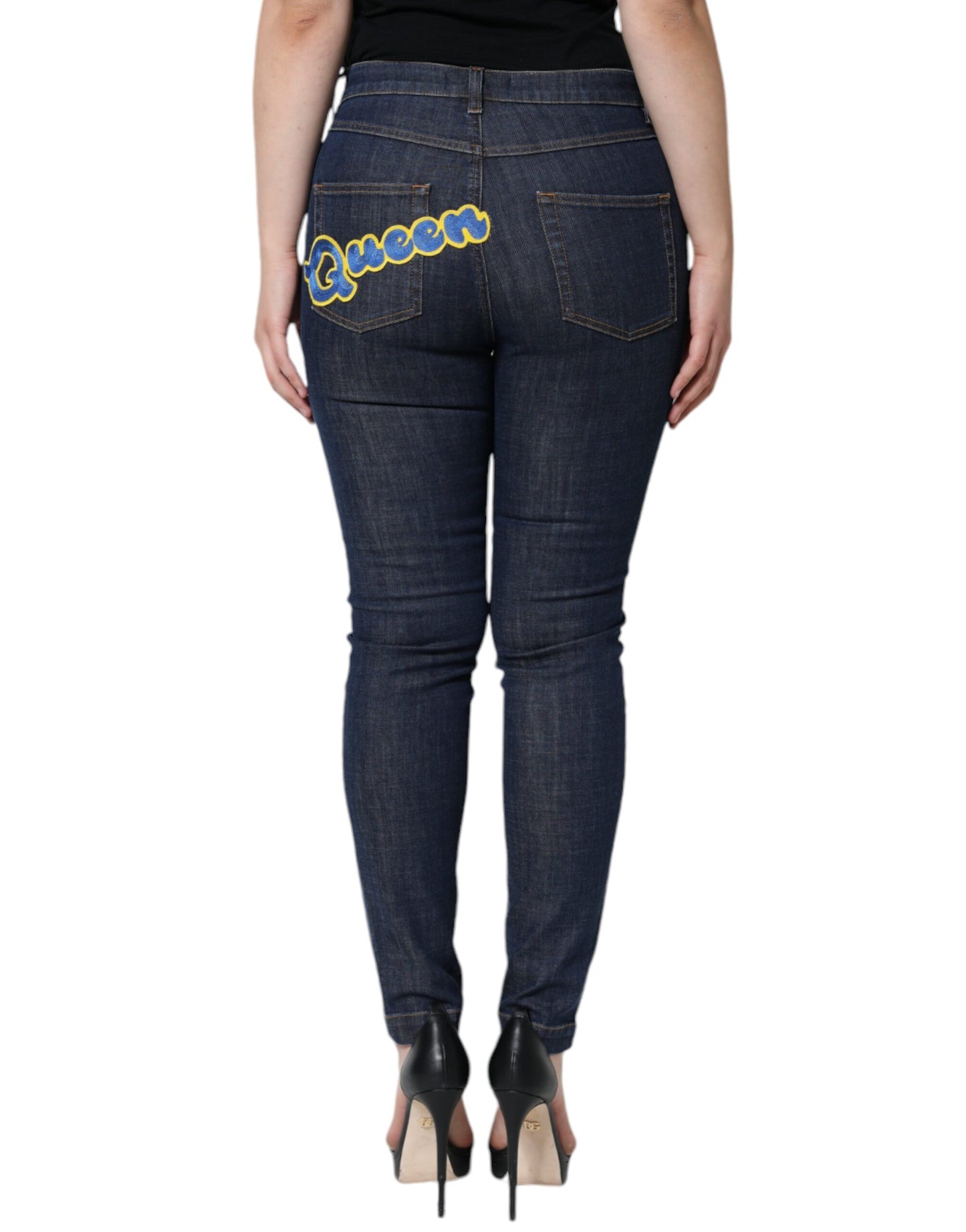 Dolce & Gabbana Dark Blue QUEEN Cotton Skinny Denim Jeans IT42 / M