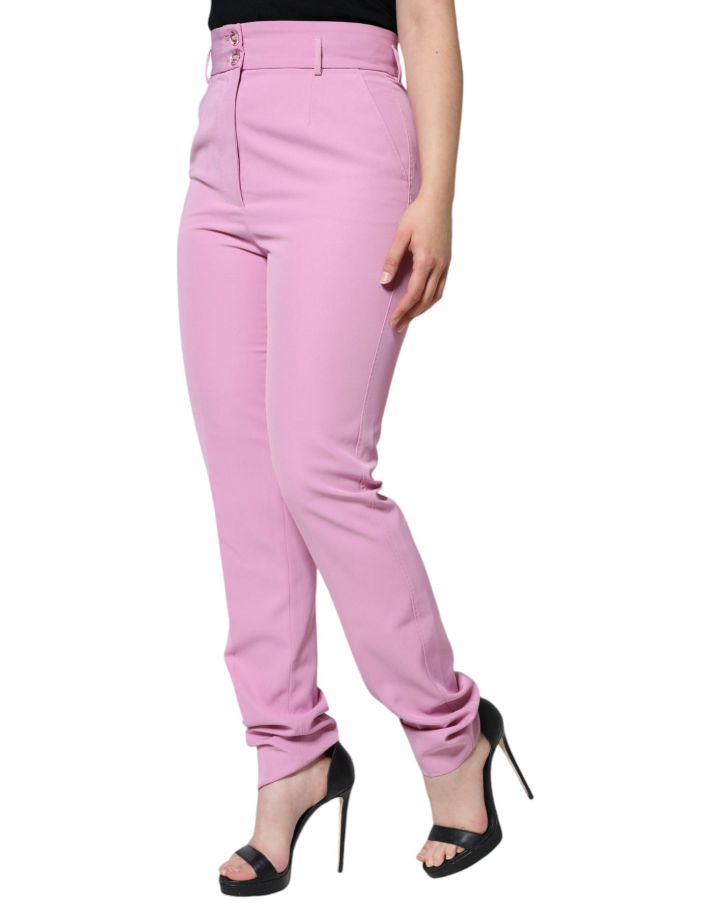 Dolce & Gabbana Pink Polyester High Waist Women Tapered Pants IT42 / M