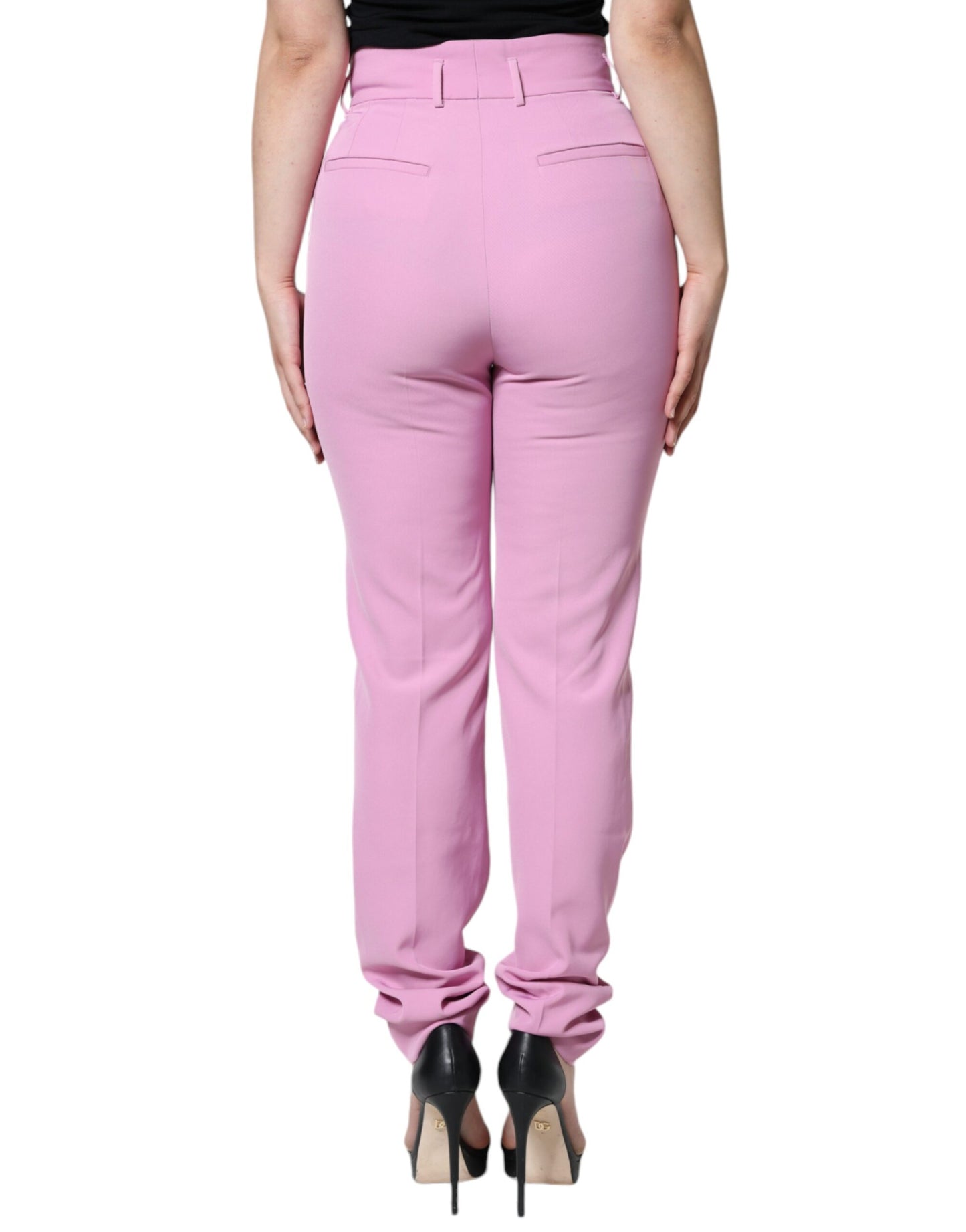 Dolce & Gabbana Pink Polyester High Waist Women Tapered Pants IT42 / M