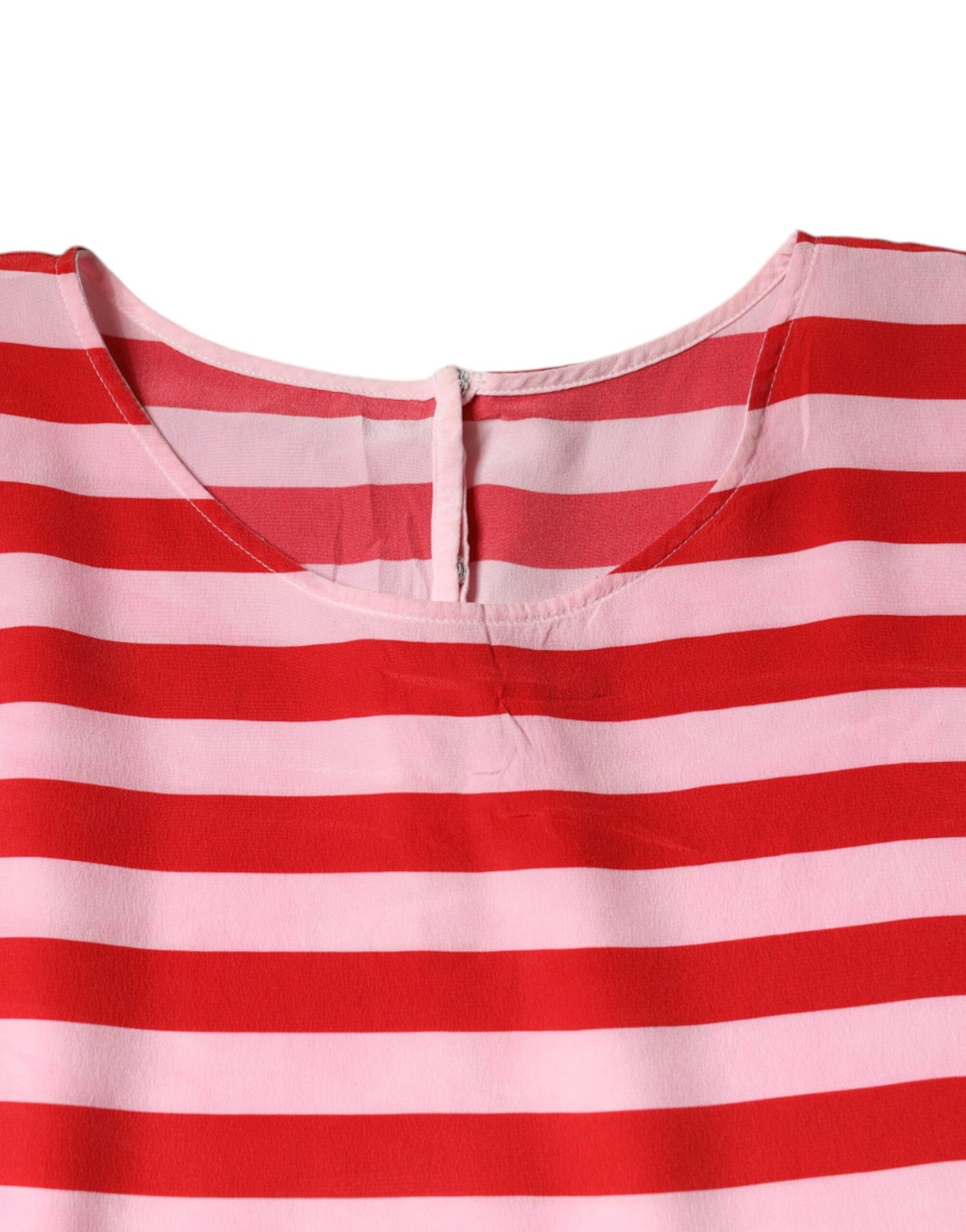 Dolce & Gabbana White Red Striped Silk Round Neck T-shirt IT46 / S