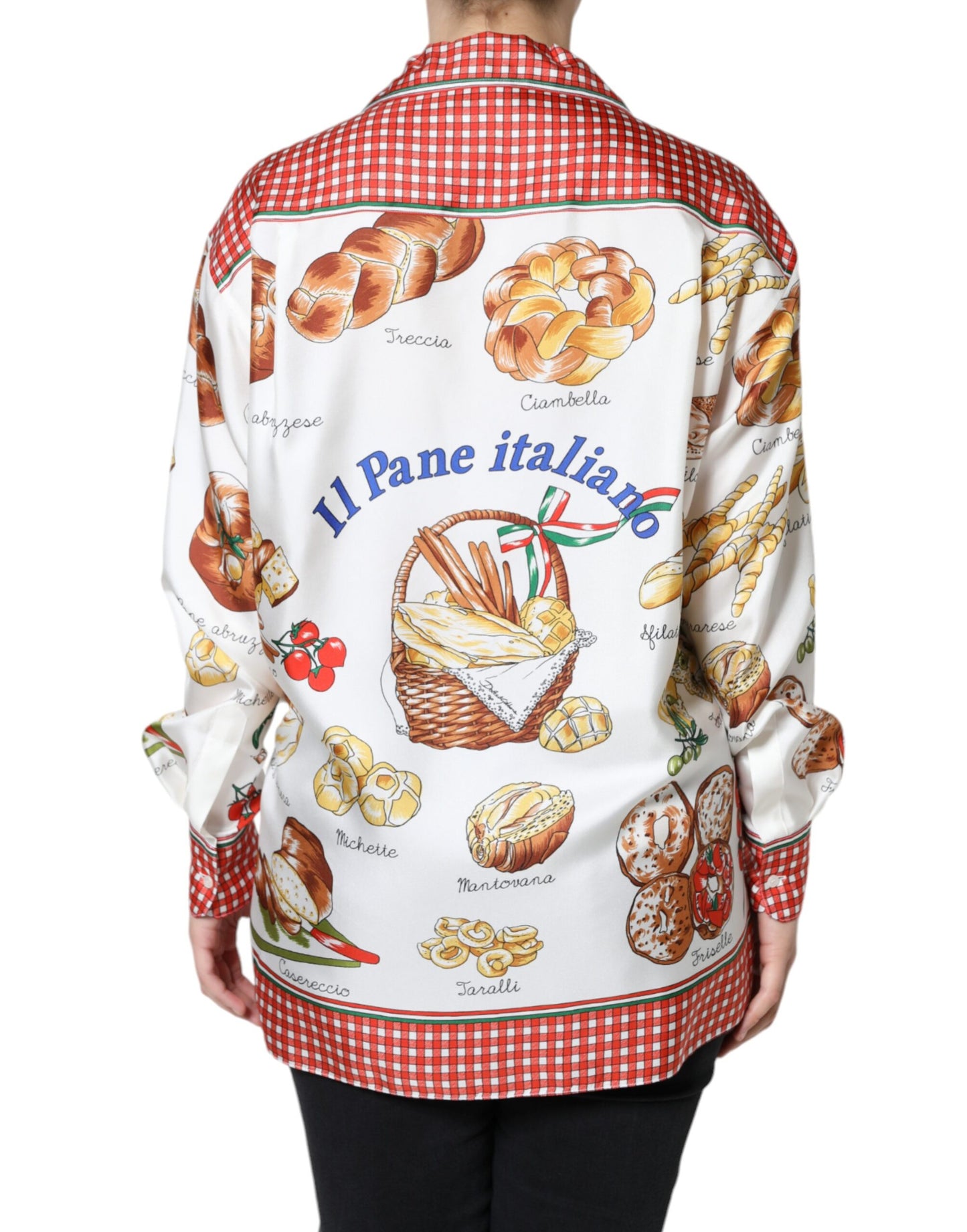 Dolce & Gabbana Multicolor Bread Print Collared Blouse Top IT44 / L