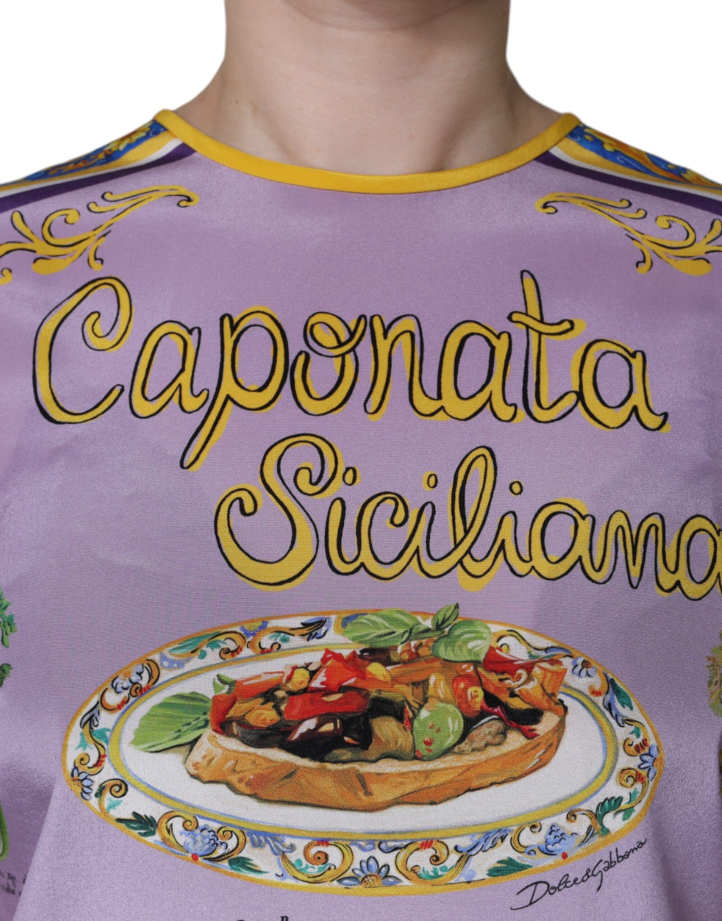 Dolce & Gabbana Purple Silk Caponata Siciliana Print Tank Top IT40 | S