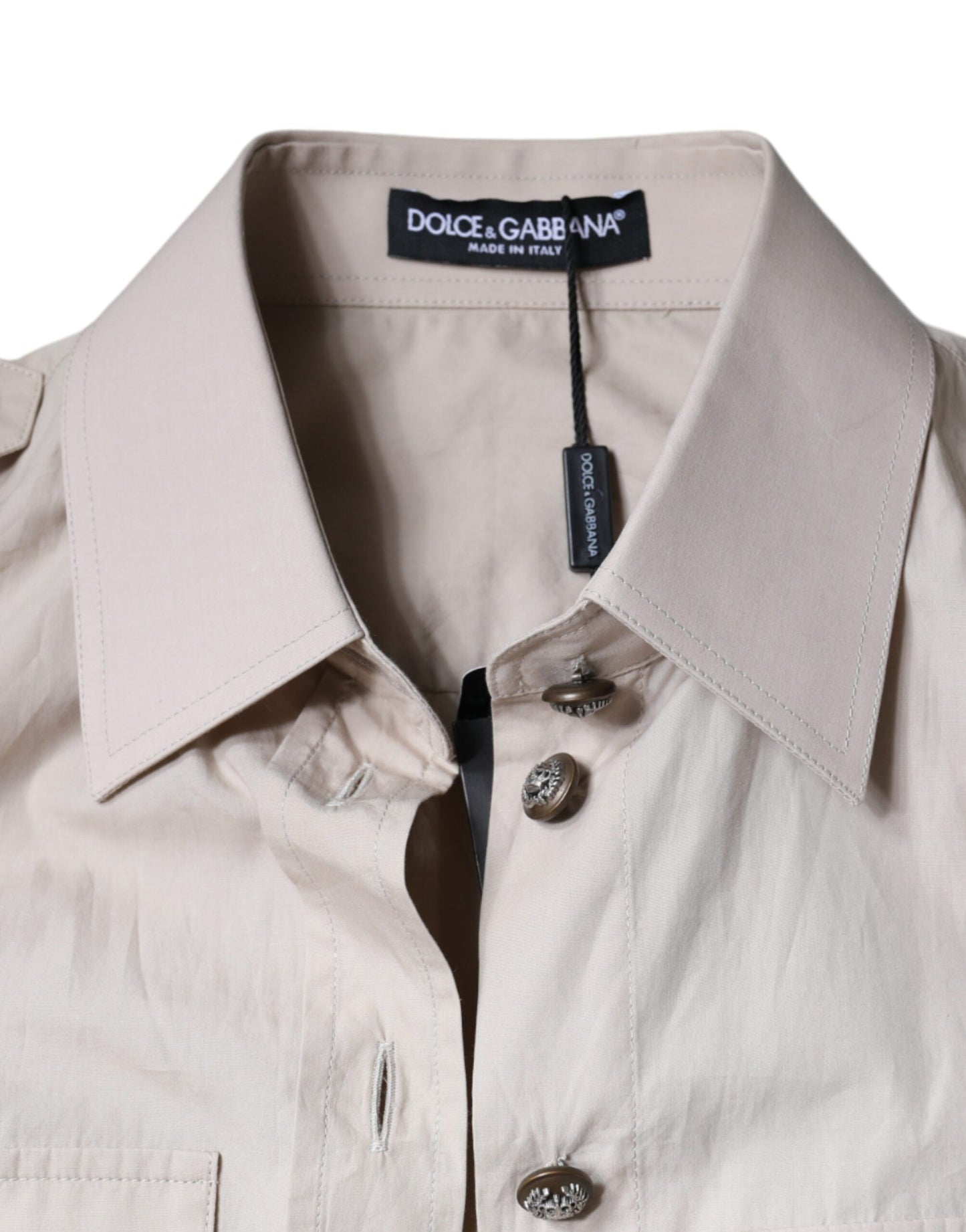 Dolce & Gabbana Beige Cotton Collared Button Down Shirt Top IT38 / XS