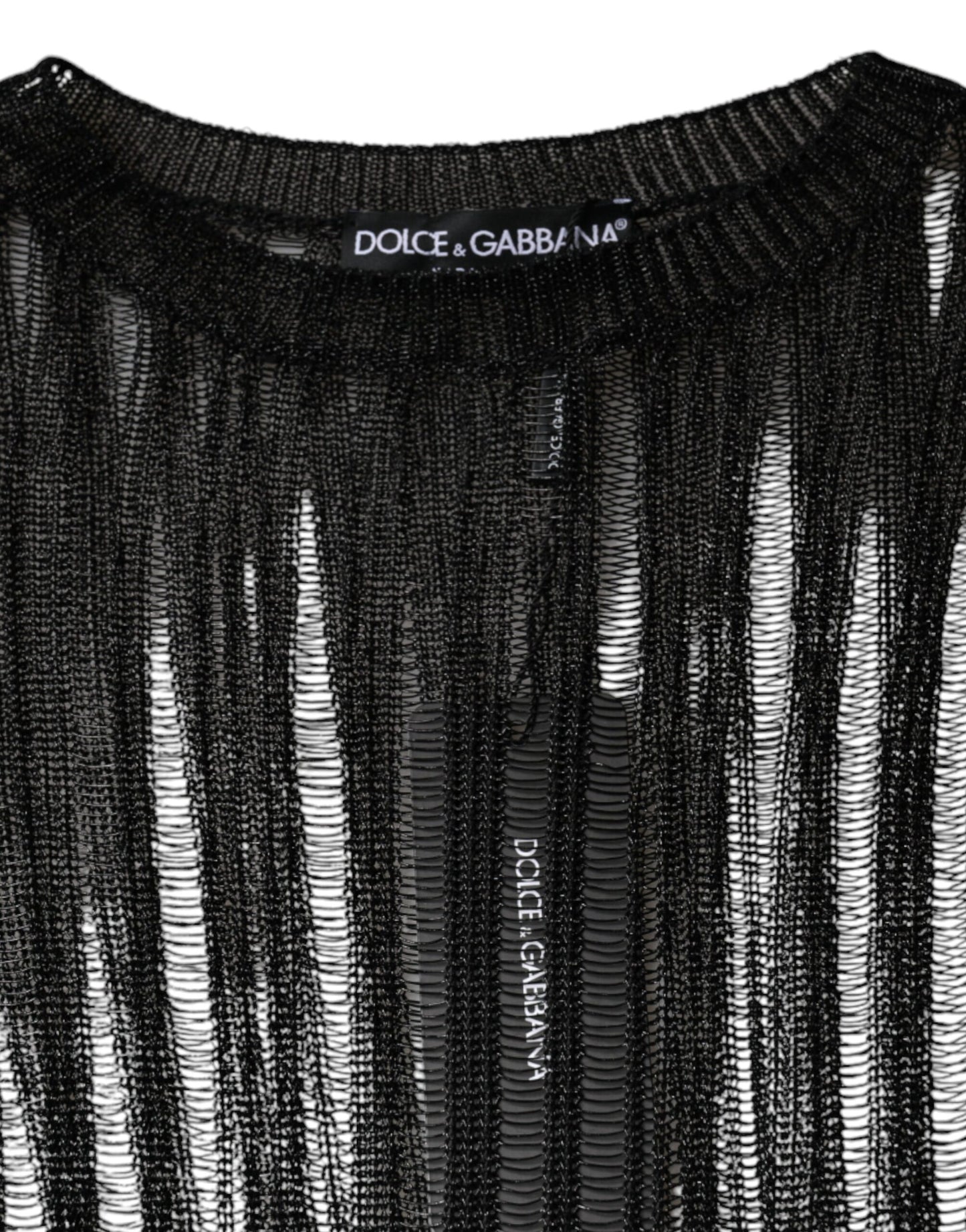 Dolce & Gabbana Black Stripe See Through Long Sleeves Top IT40 / S