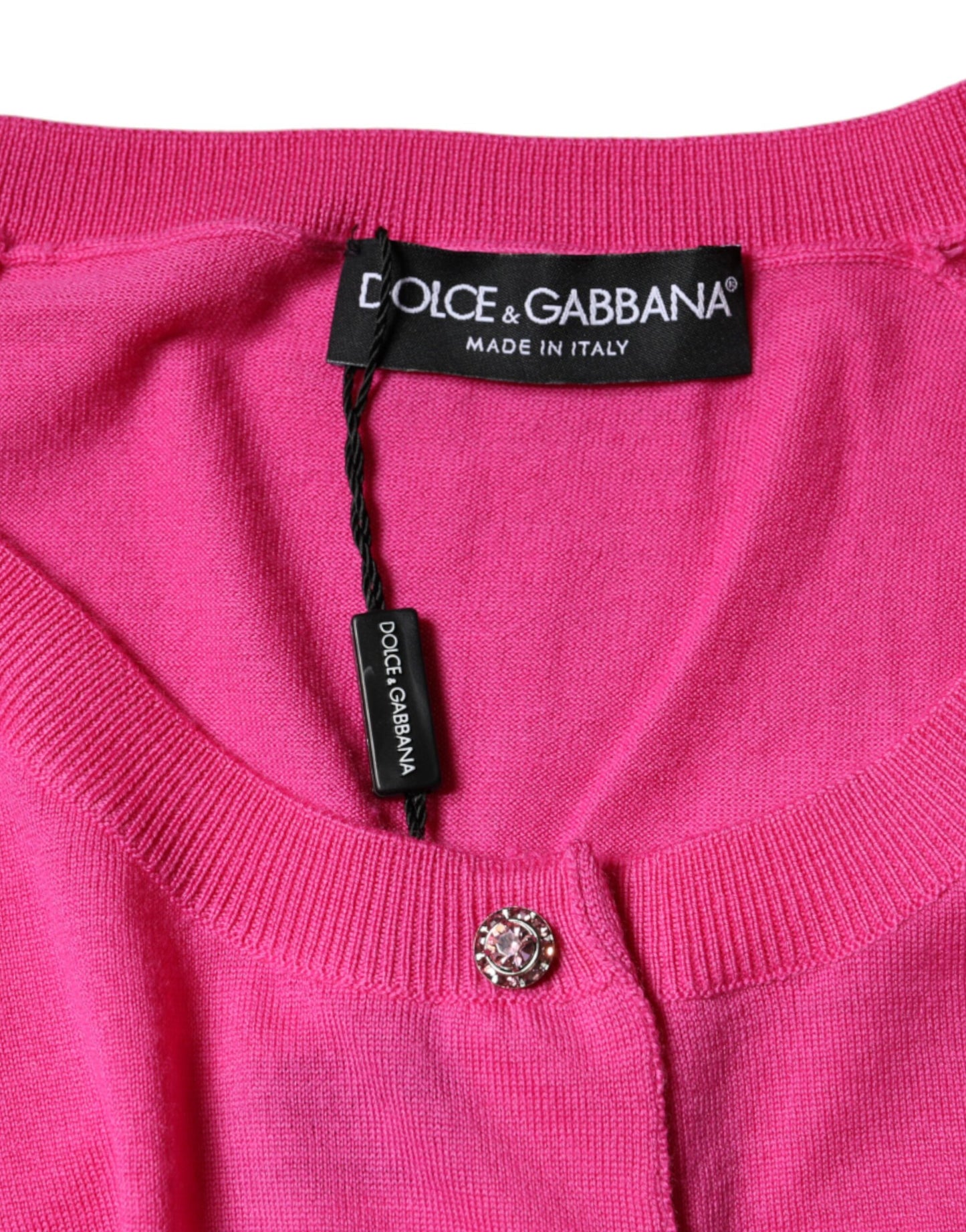 Dolce & Gabbana Pink Wool Button Down Short Sleeve Blouse Top IT40 | S