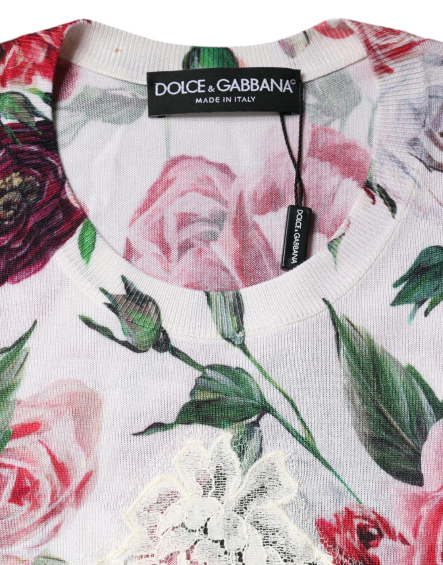 Dolce & Gabbana White Floral Lace Silk Sleeveless Tank Top IT40 | S