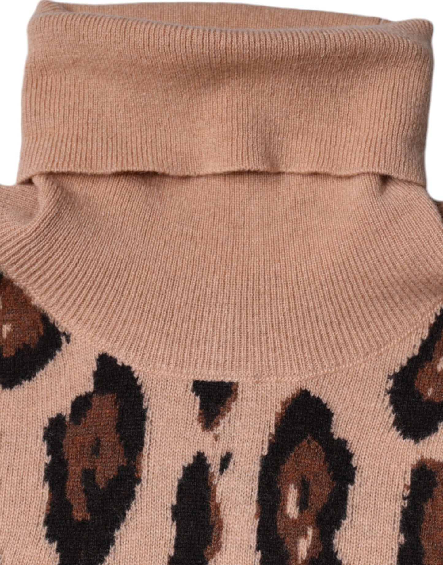 Dolce & Gabbana Beige Leopard Print Wool Turtleneck Top IT44 / L