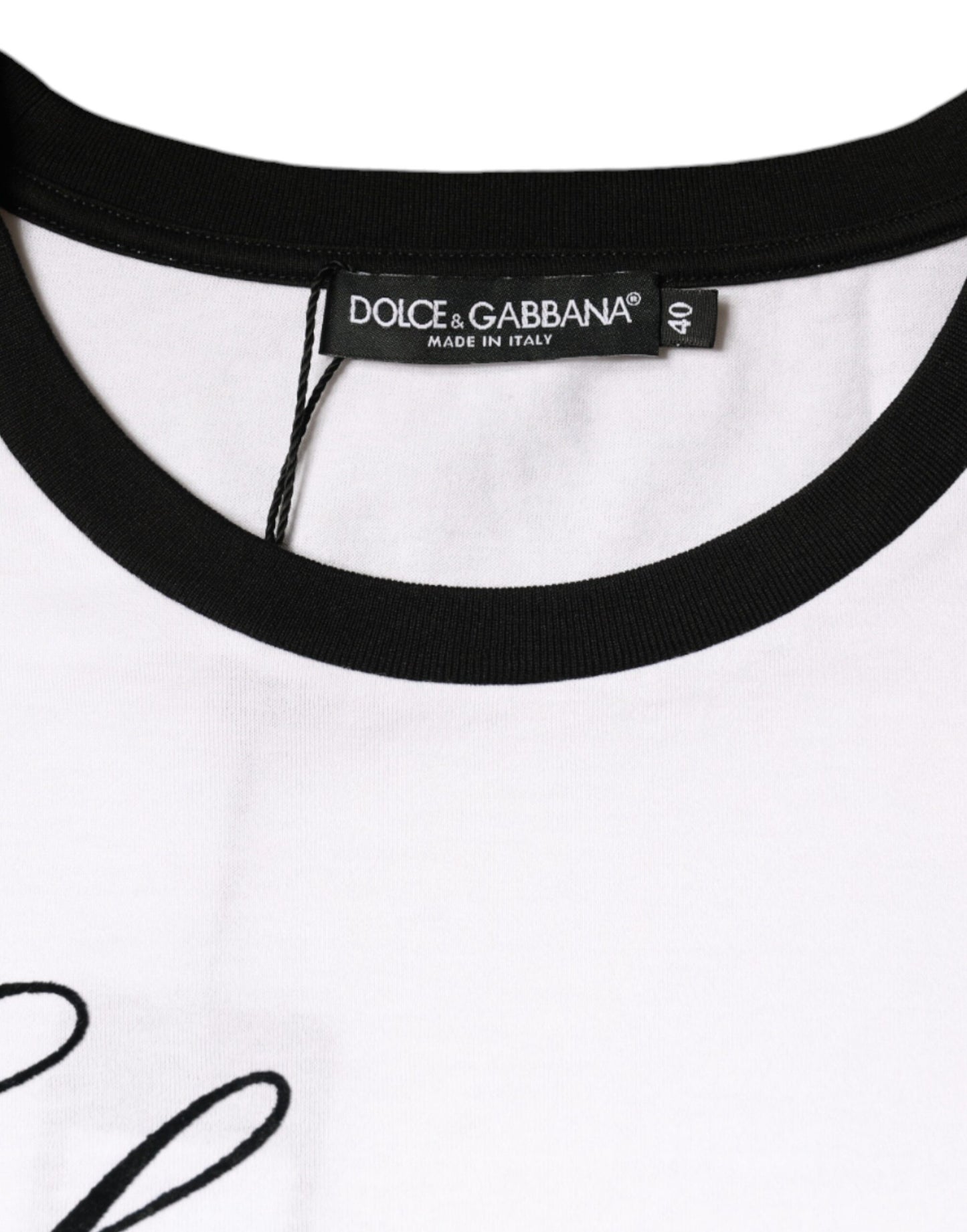 Dolce & Gabbana White Eleganza Print Cotton Short Sleeves T-shirt IT46 / XL