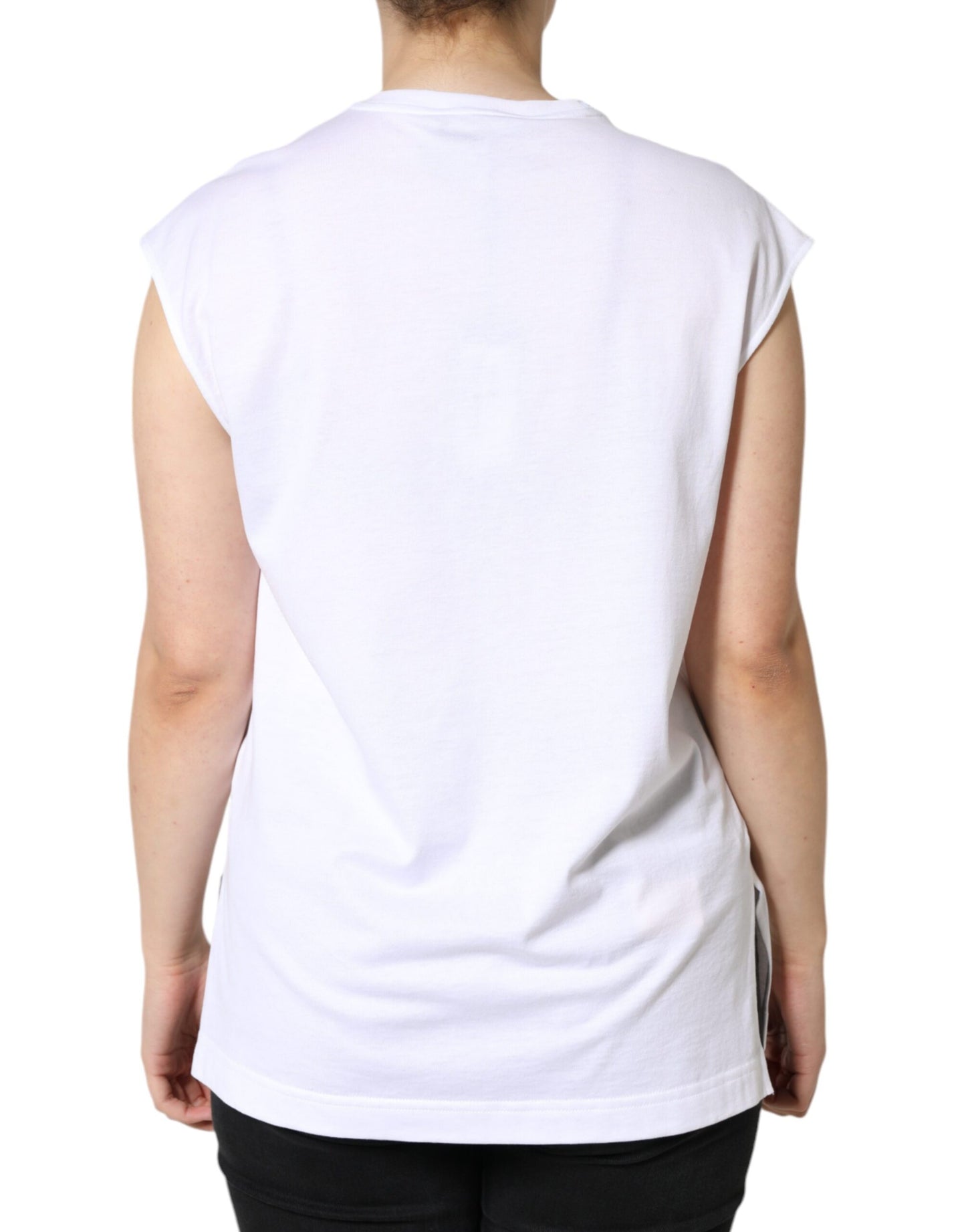 Dolce & Gabbana White Cotton Sleeveless Crew Neck T-shirt IT40 | S