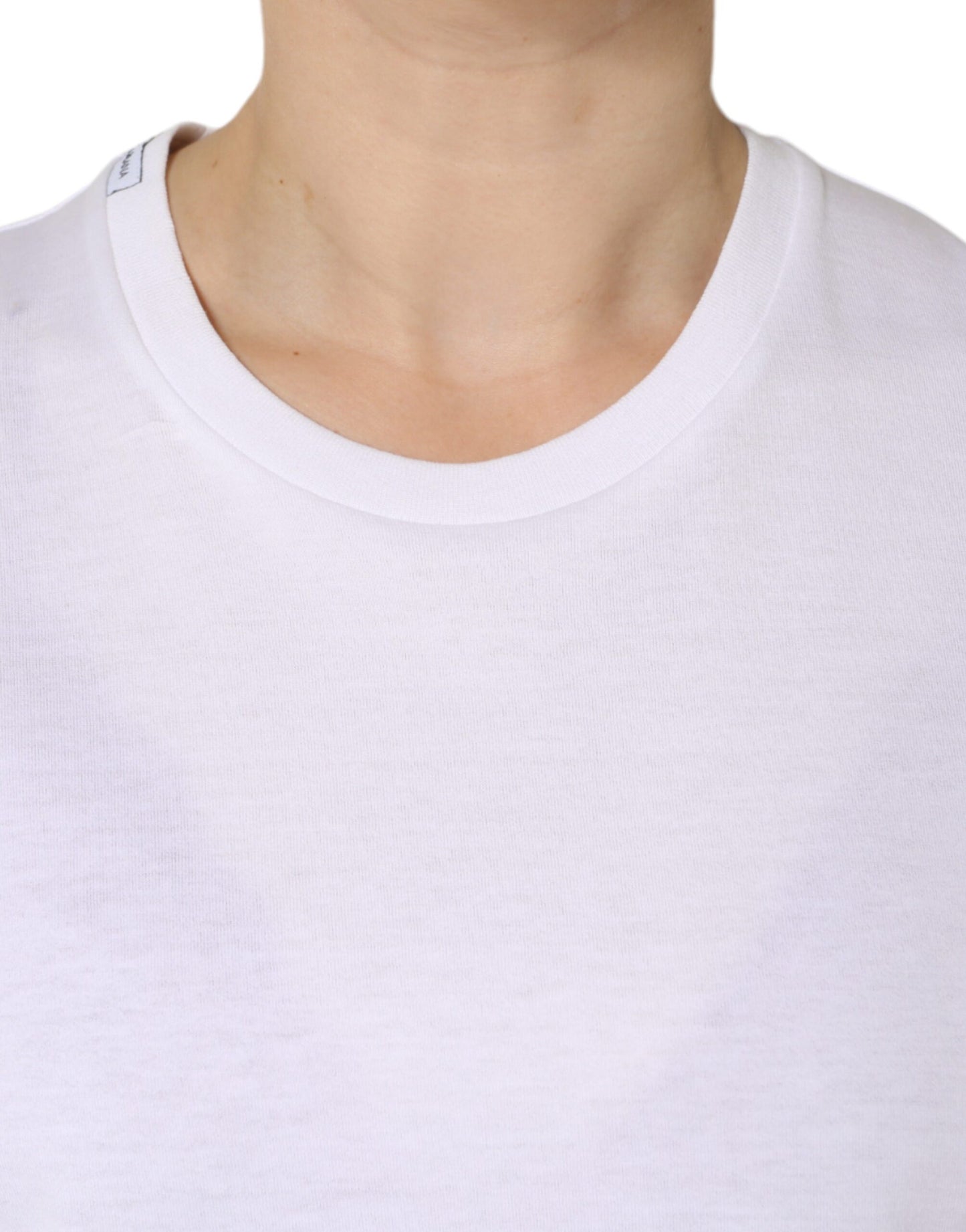 Dolce & Gabbana White Cotton Sleeveless Crew Neck T-shirt IT40 | S