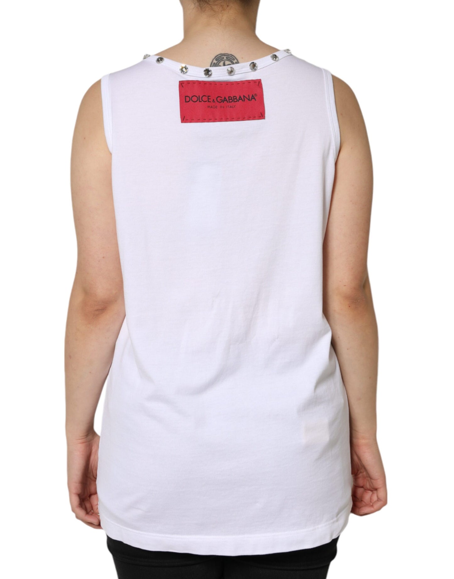 Dolce & Gabbana White I Love The Love Embellished Tank Top IT42 / M