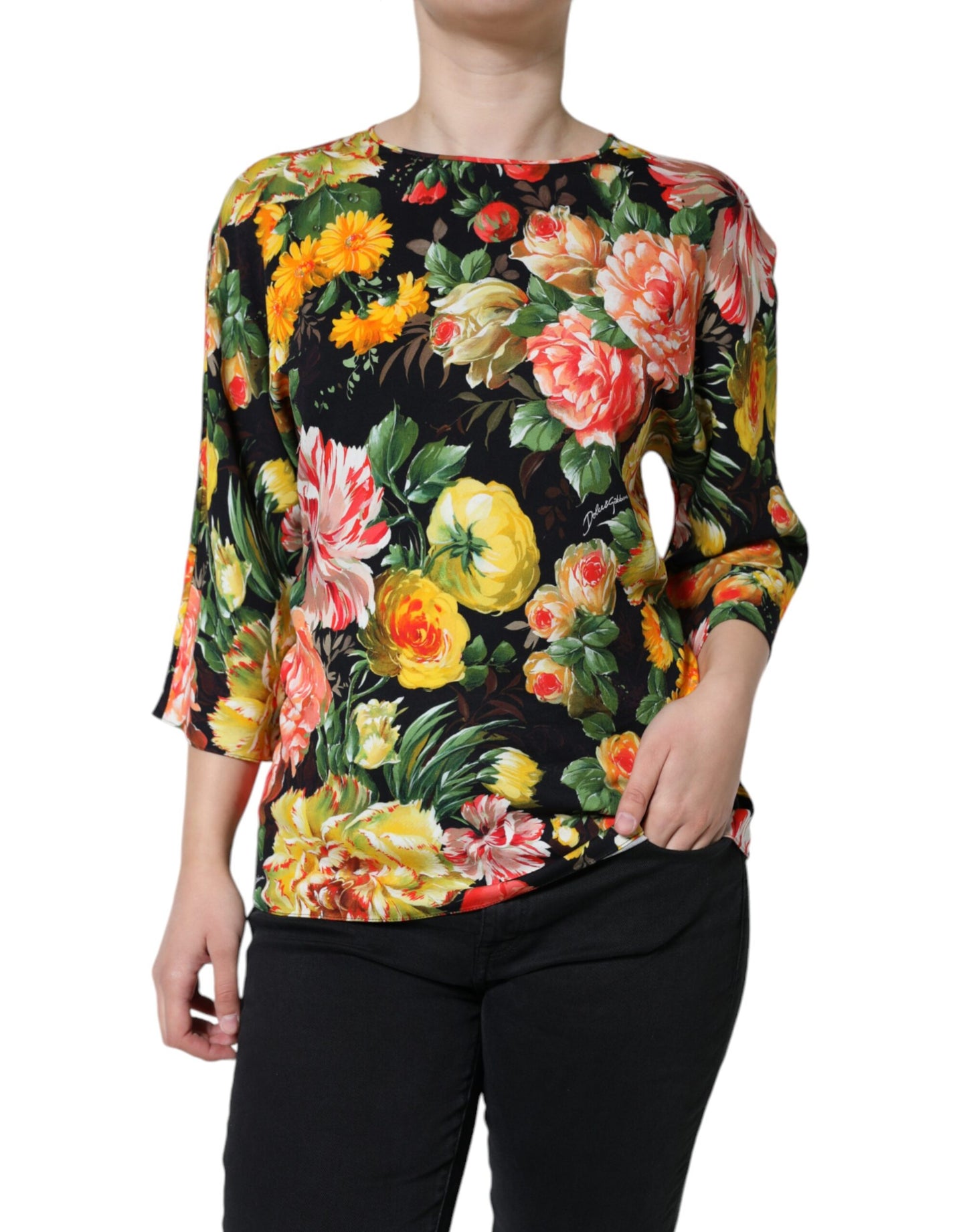 Dolce & Gabbana Multicolor Floral Viscose Round Neck Blouse Top IT44 / L