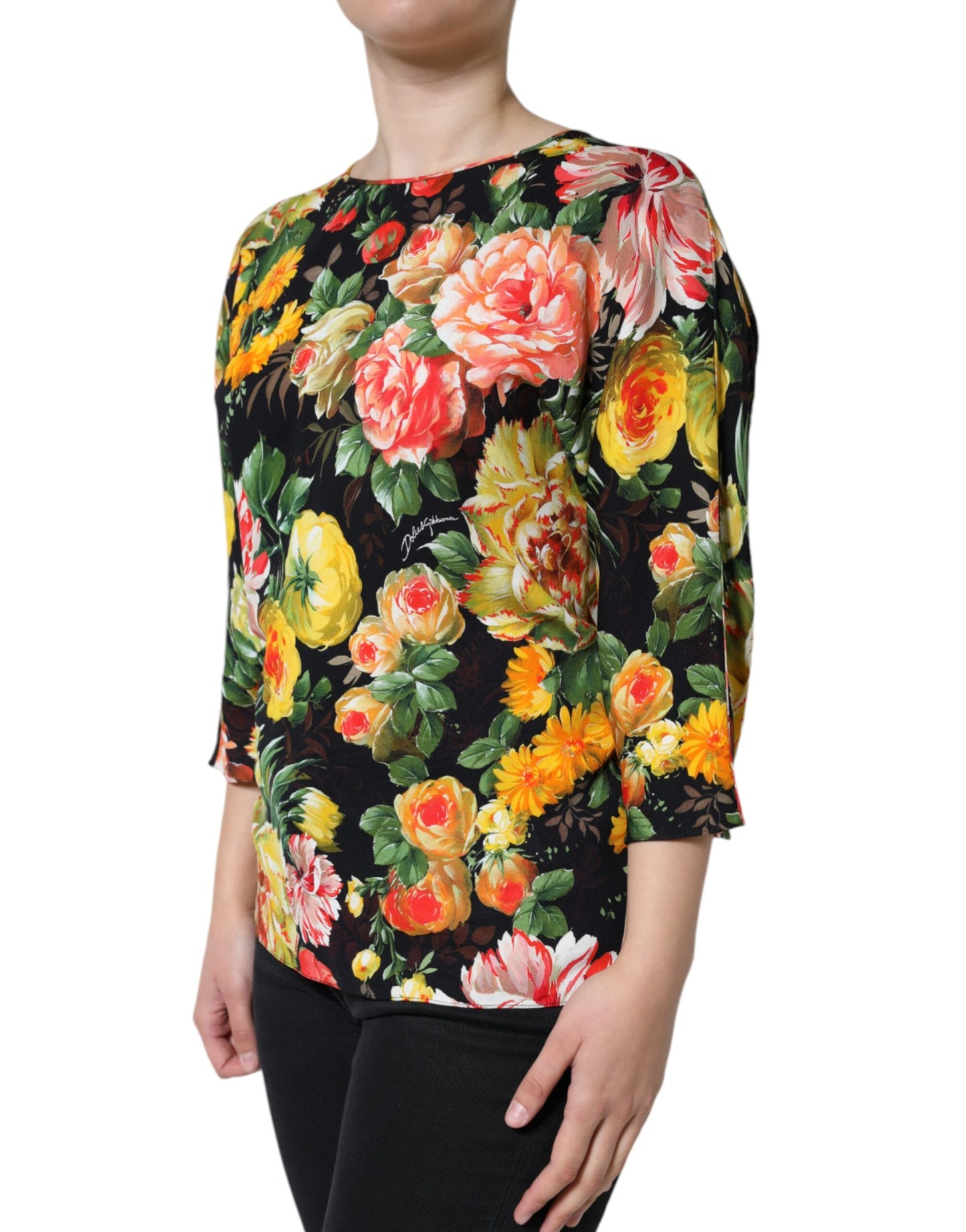 Dolce & Gabbana Multicolor Floral Viscose Round Neck Blouse Top IT44 / L