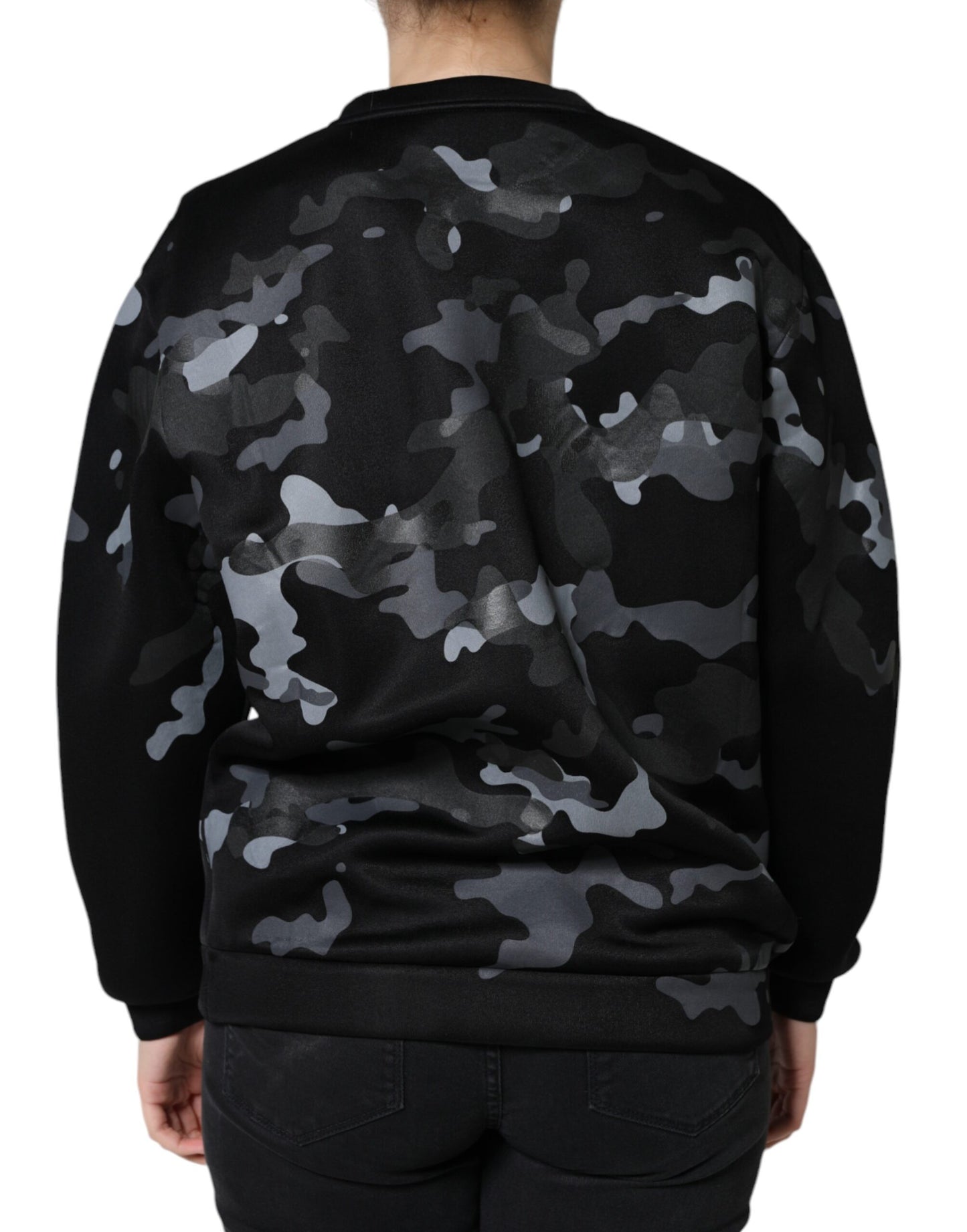 Dolce & Gabbana Black Camouflage Round Neck Sweatshirt Sweater IT42 / M